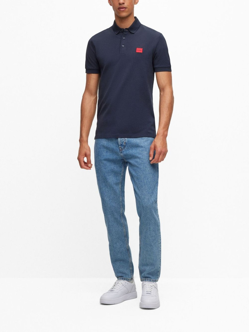 HUGO logo-patch cotton piqué polo shirt outlook