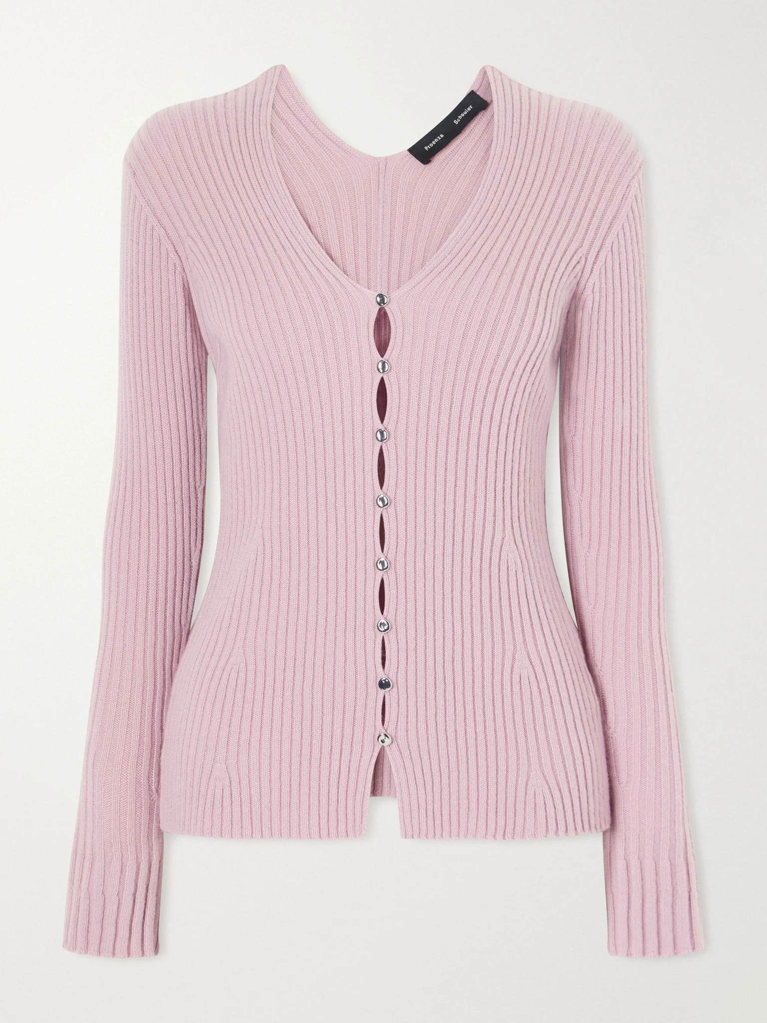 Valeria ribbed-knit cashmere cardigan Pink - 1