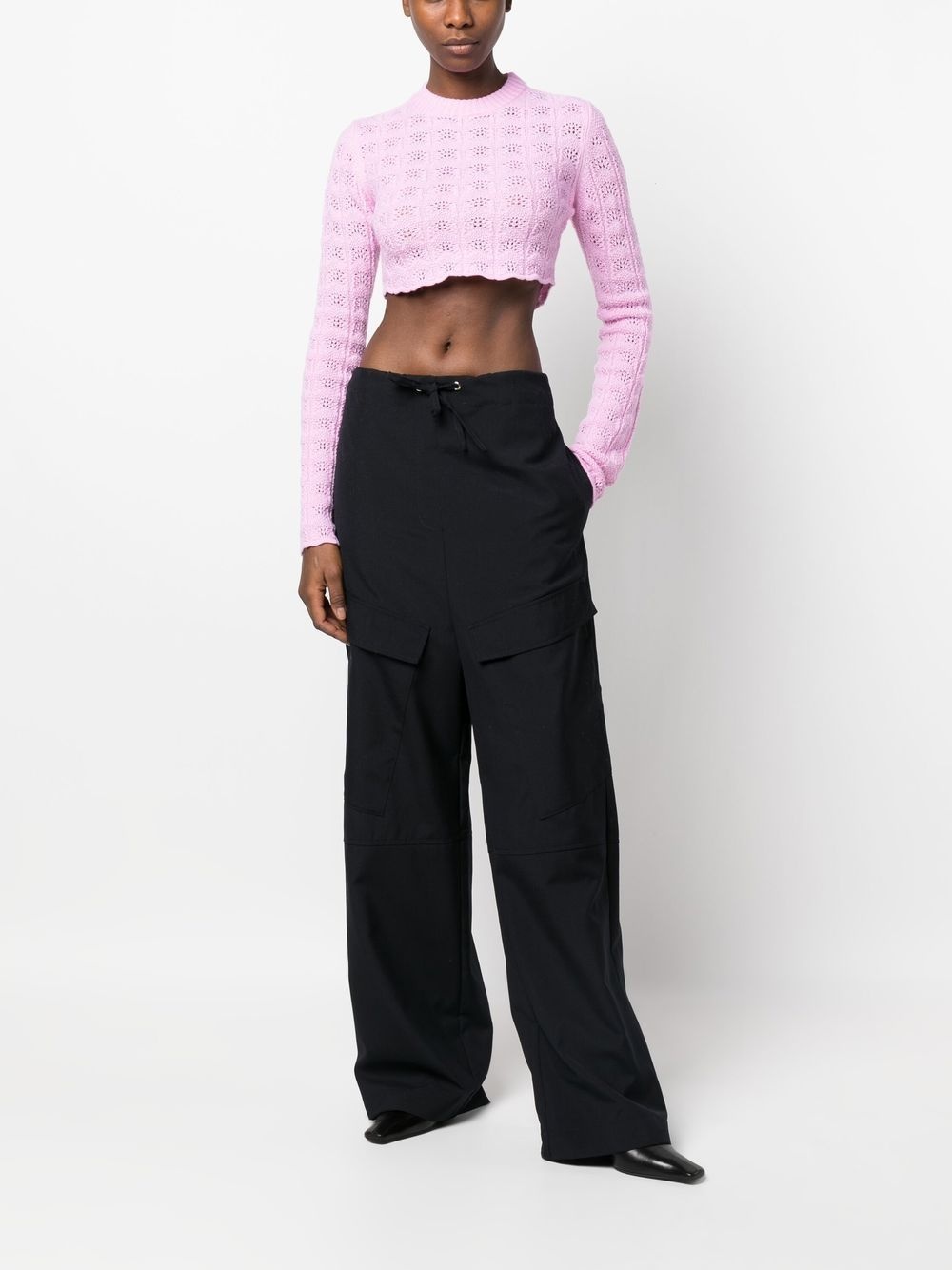 pointelle-knit cropped jumper - 2