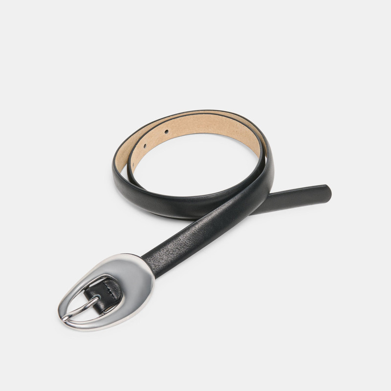 ORGANIC OVAL BUCKLE BELT BLACK SILVER 5