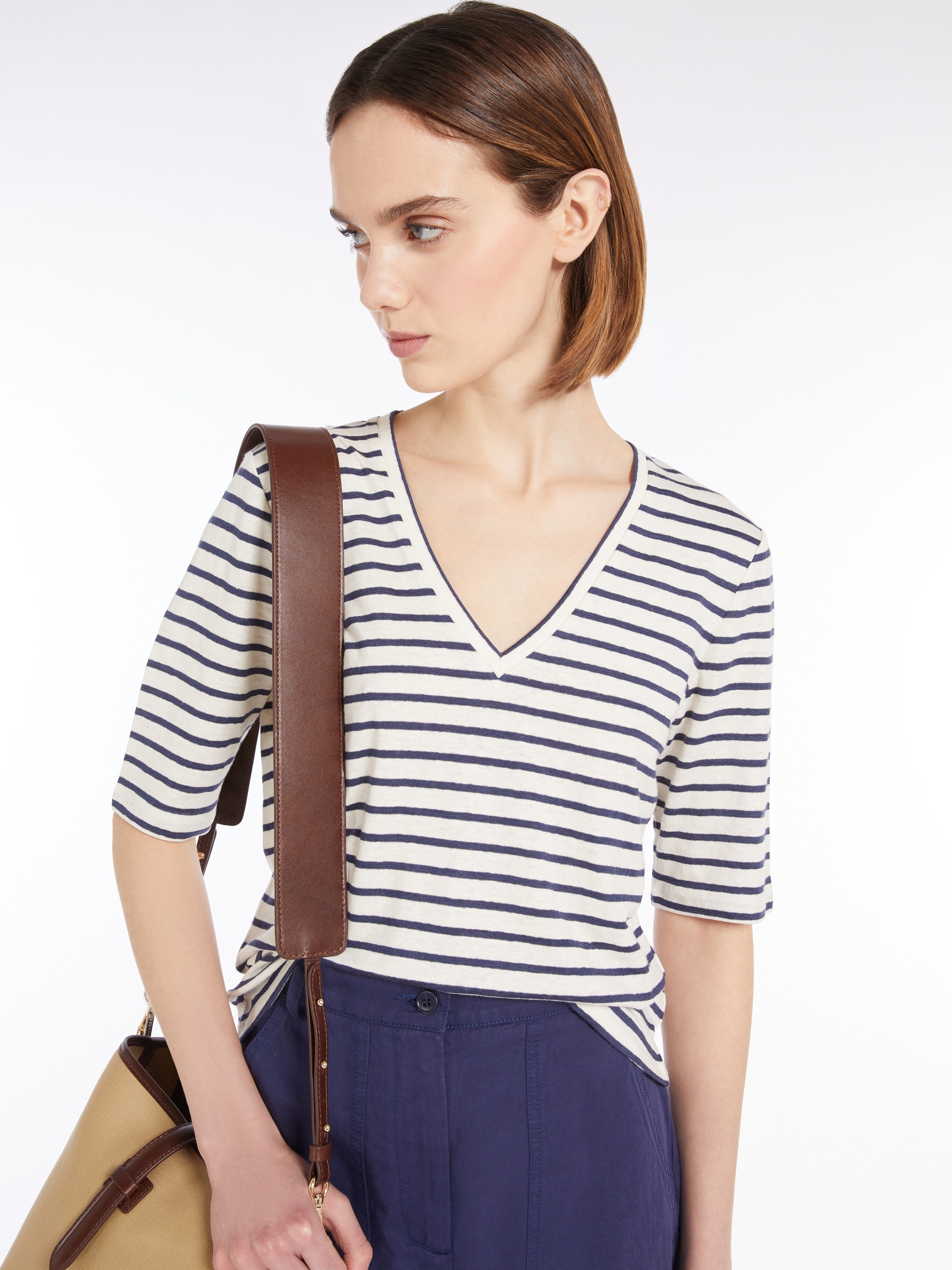 OPZIONE Stretch linen jersey T-shirt - 5