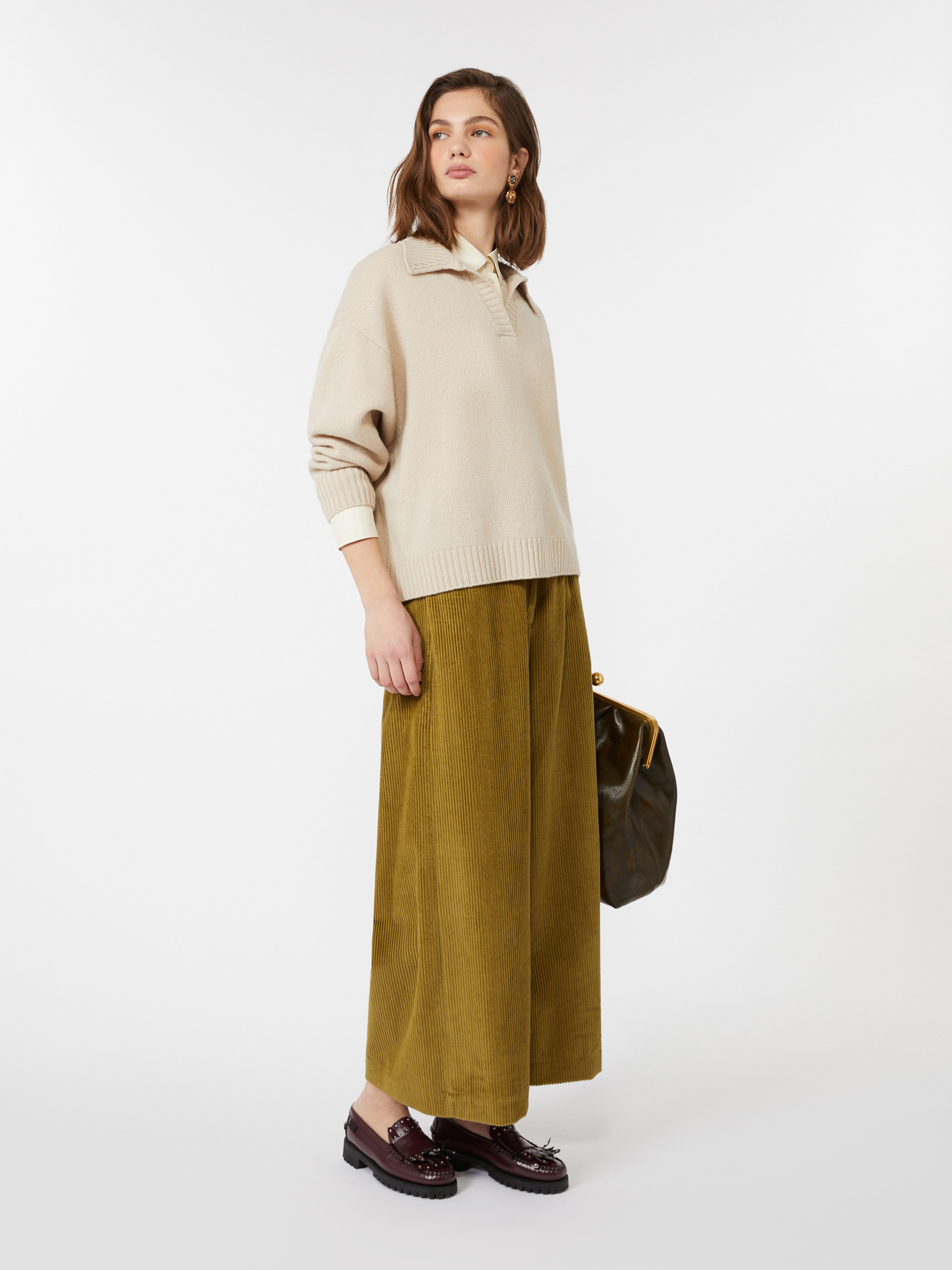 URSOLA Cropped cotton velvet trousers - 2