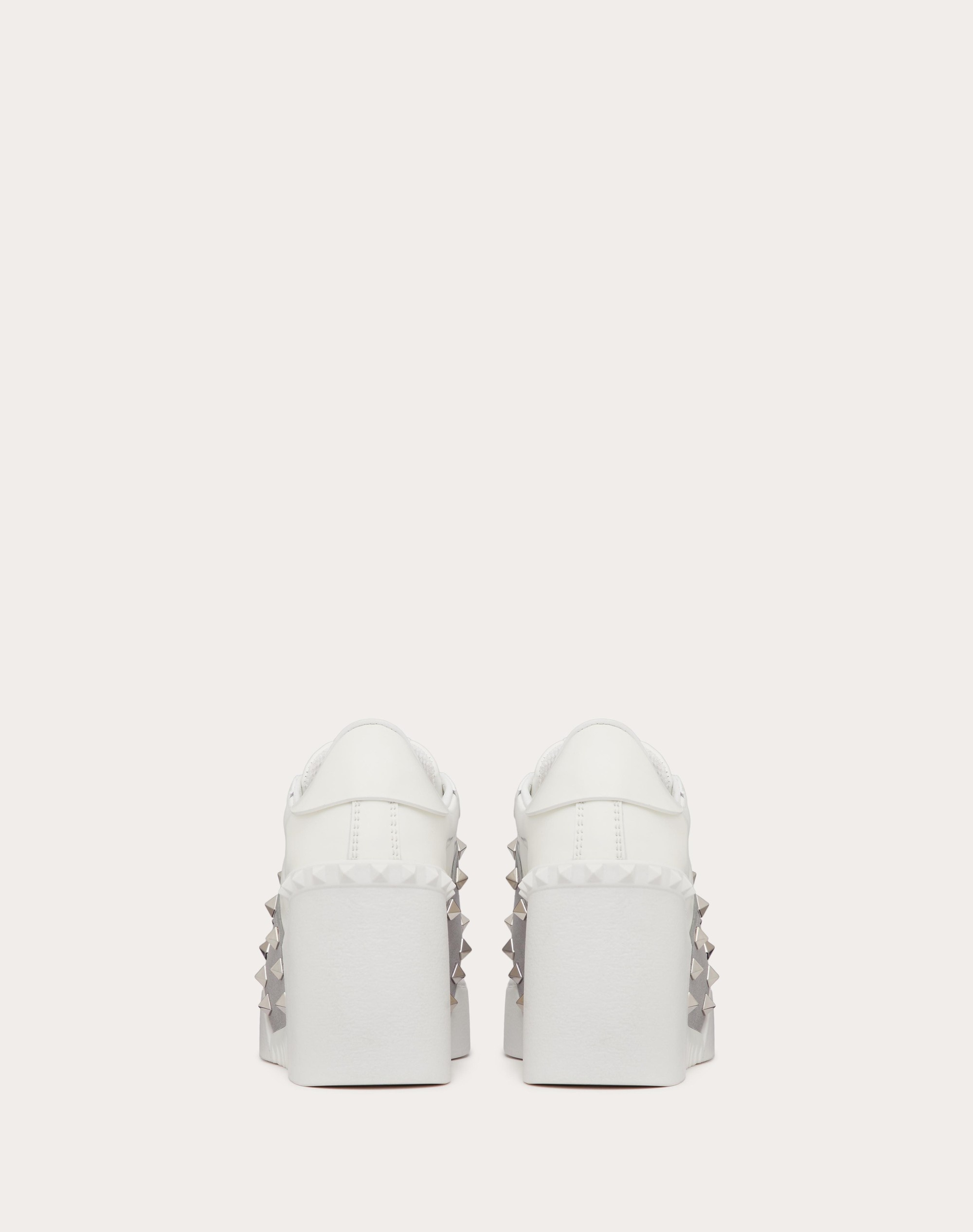 OPEN DISCO WEDGE SNEAKER IN CALFSKIN WITH METALLIC BAND AND MATCHING STUDS 85MM - 3
