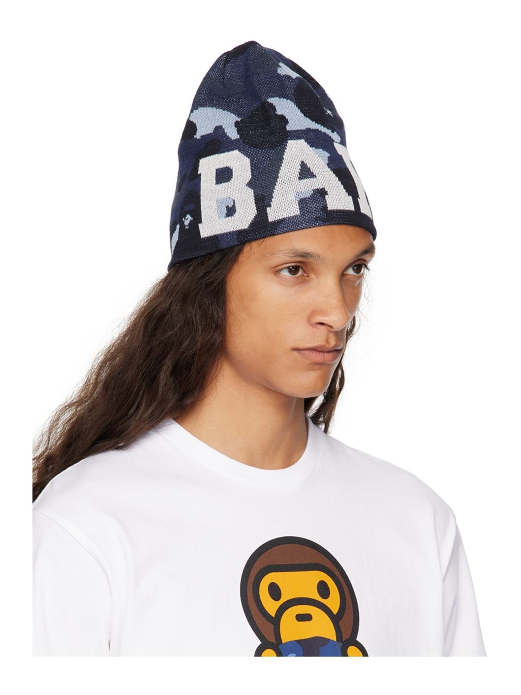 Navy Color Camo Knit Beanie - 2