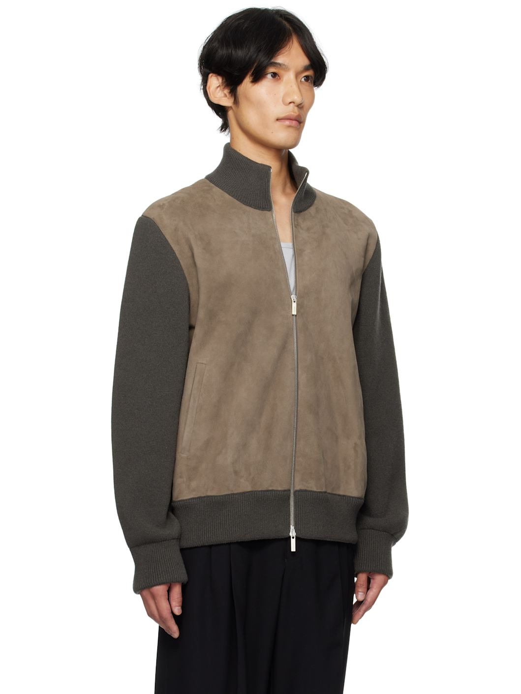 Brown Leather Insert Jacket - 2