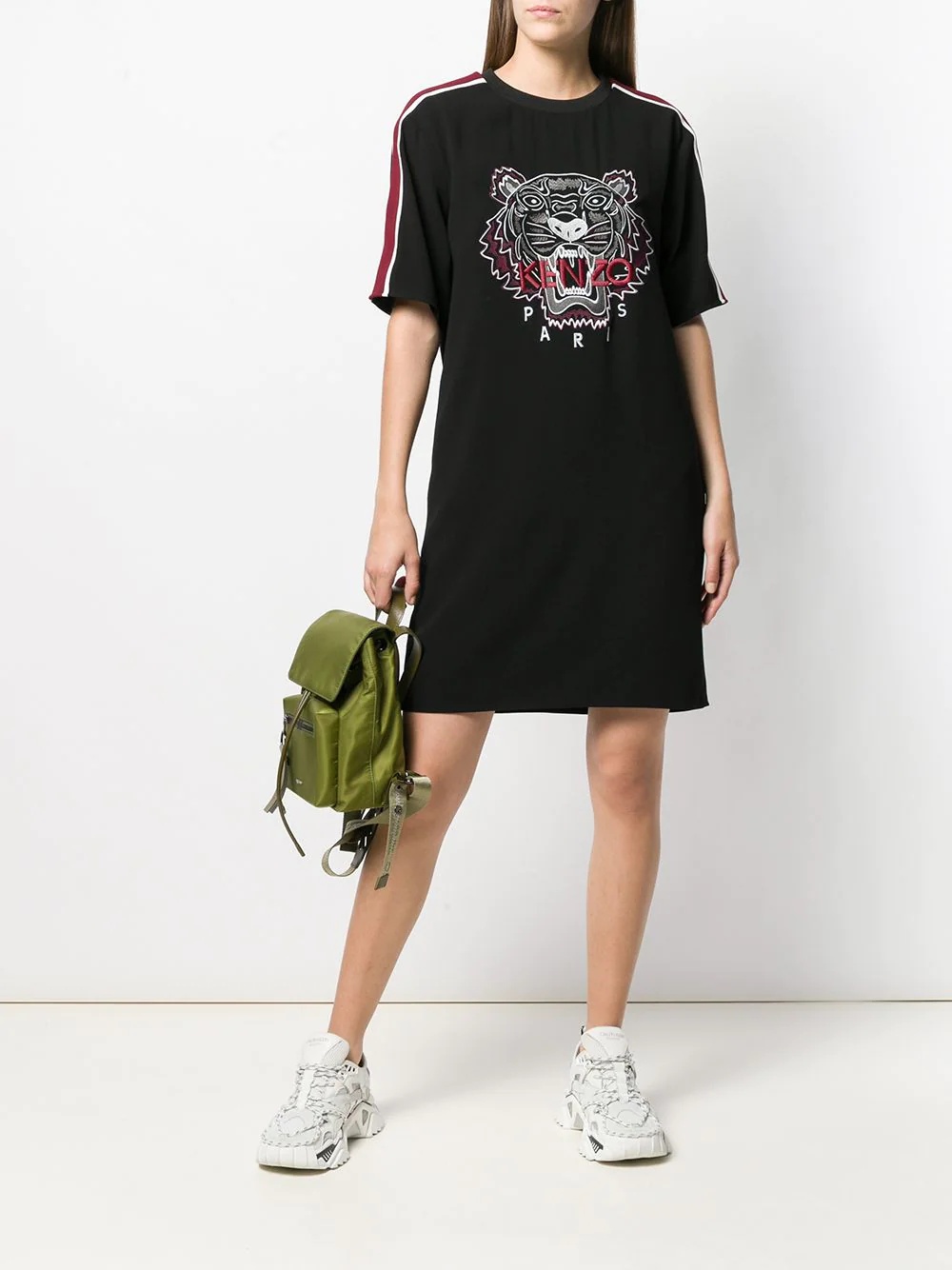 tiger embroidered T-shirt dress - 2