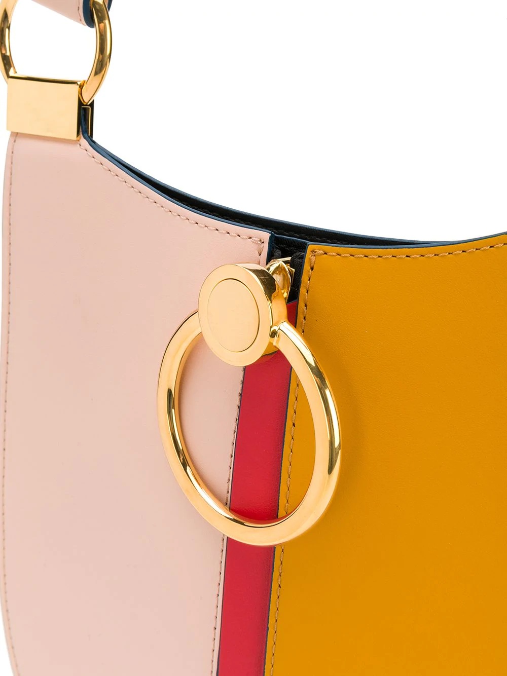 colour block pocket leather shoulder bag - 4