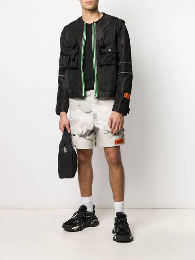 Heron Preston abstract print cargo shorts outlook