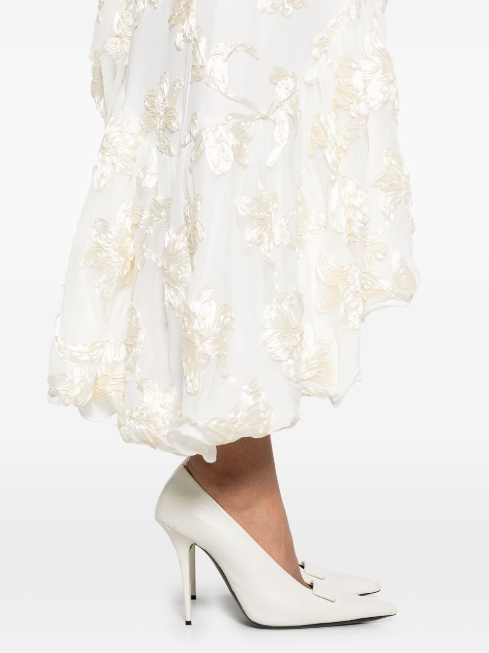 flower-mesh ruffle dress - 5