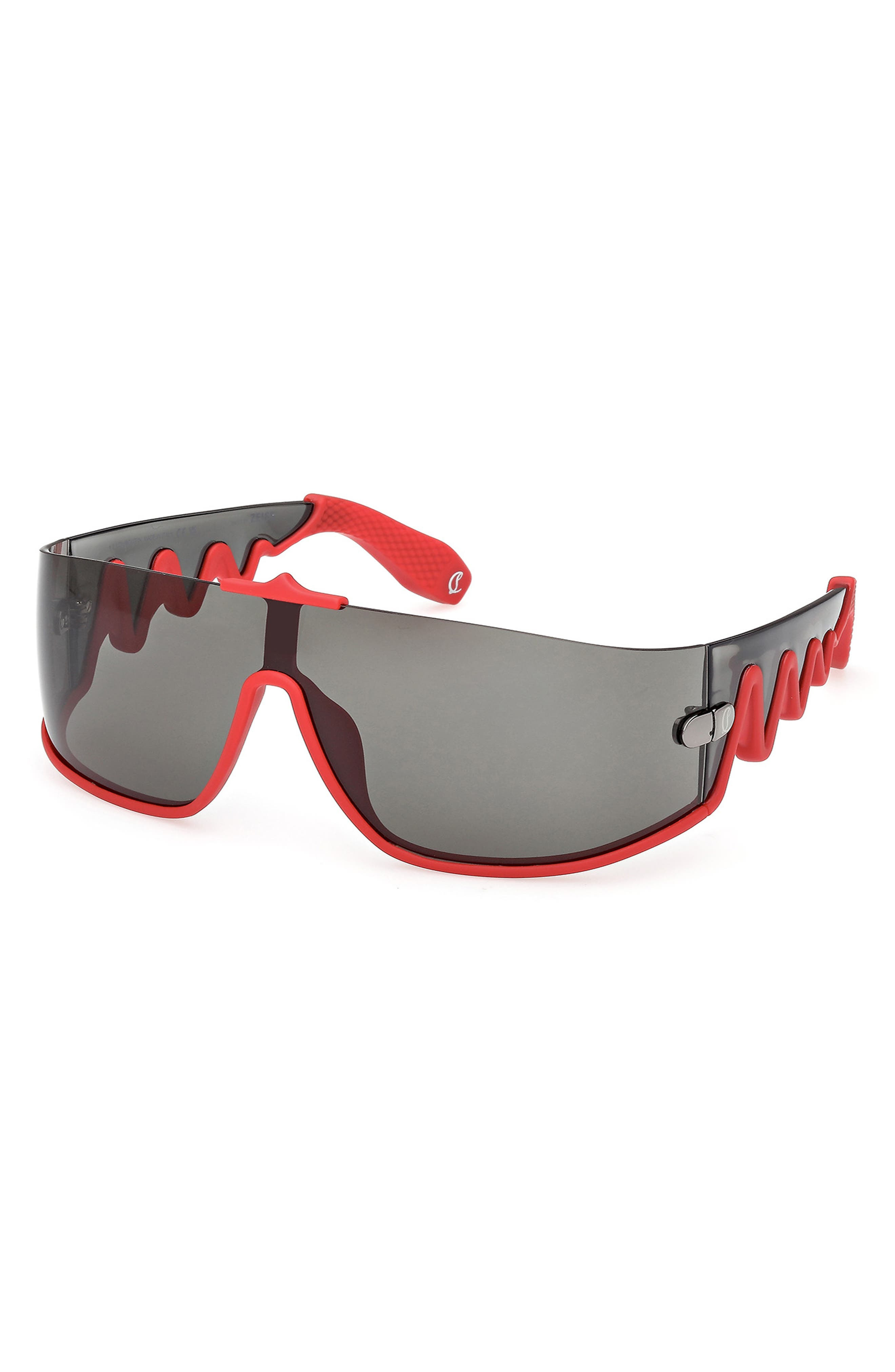 Christian Louboutin 141mm Loubishark Square Shield Sunglasses in Red/Smoke Grey at Nordstrom - 2