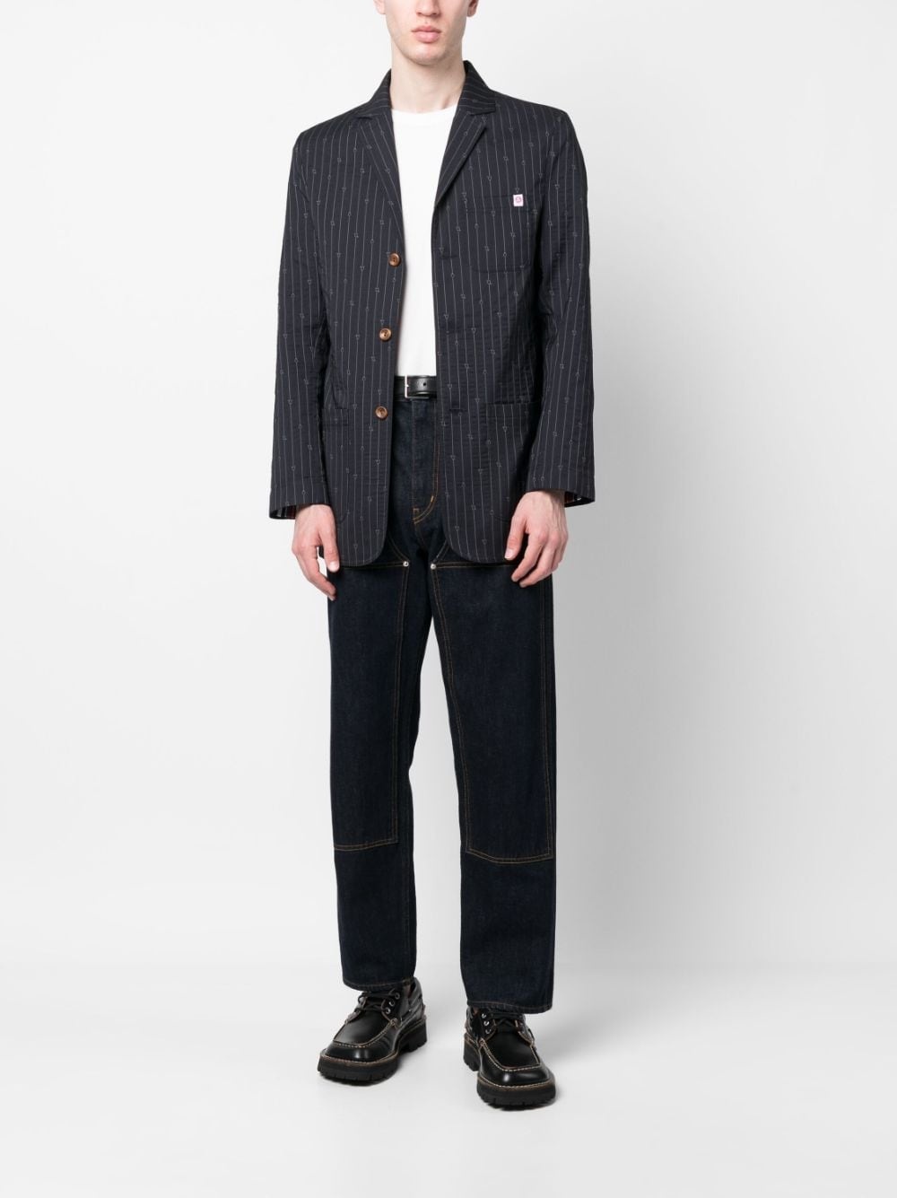 single-breasted pinstripe blazer - 2