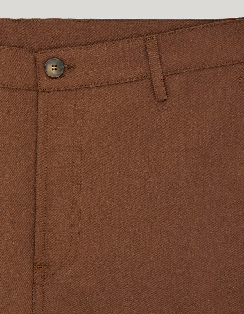 TERRACOTTA-COLORED CANALI NUVOLA TAPERED FIT COTTON CHINOS 5