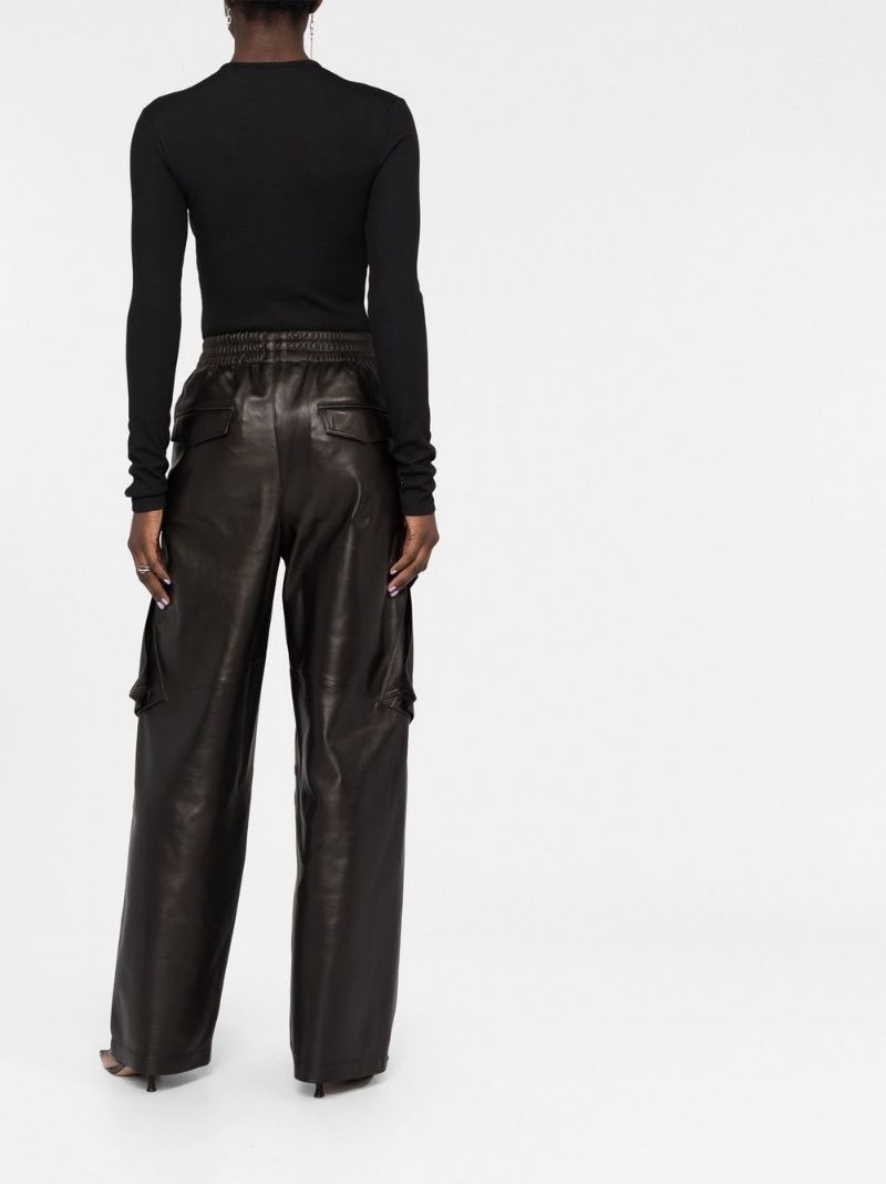 wide-leg leather trousers - 4