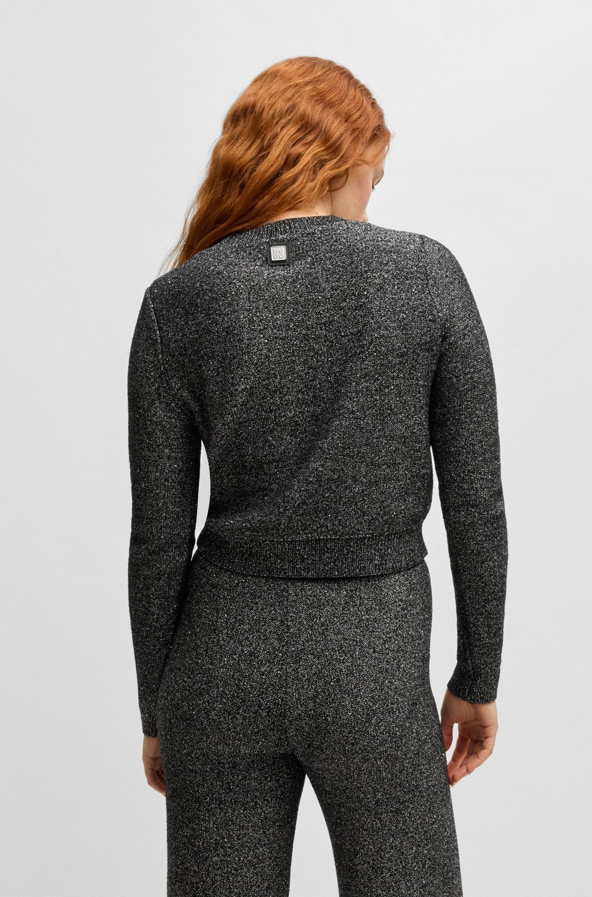 CROPPED SLIM-FIT SWEATER WITH SEQUIN EMBELLISHMENT - 4