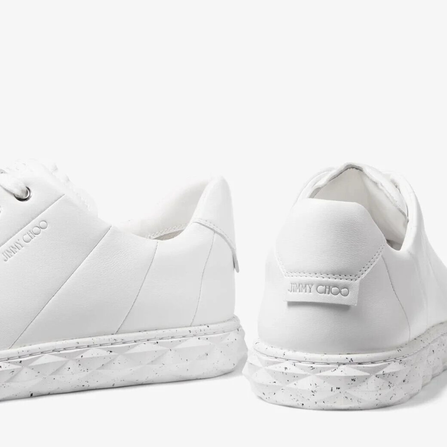 Diamond Light/M
White Nappa Leather Low-Top Trainers with Flecked Sole - 3
