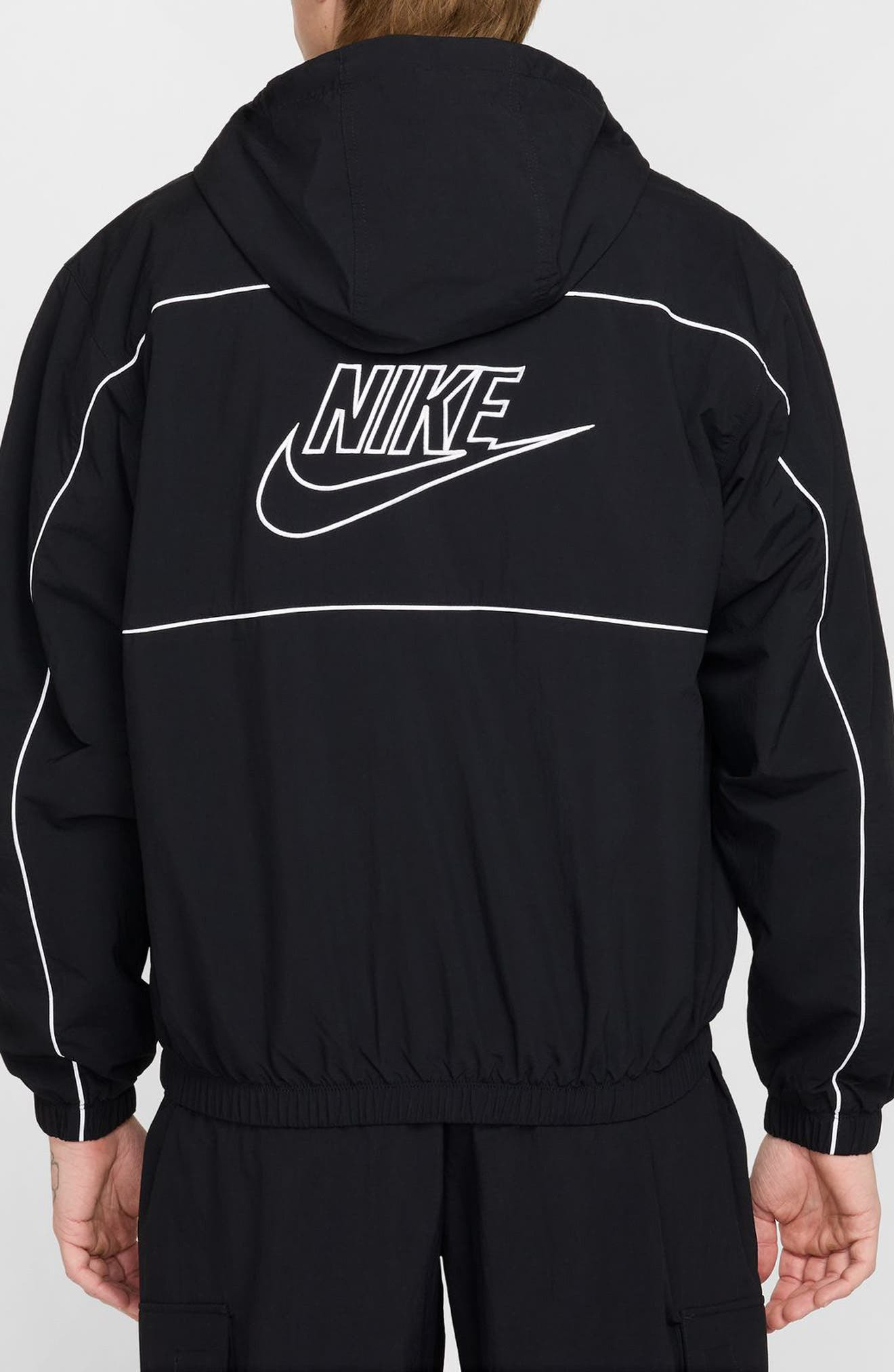 Nike Club Hooded Jacket in Black/White at Nordstrom - 2