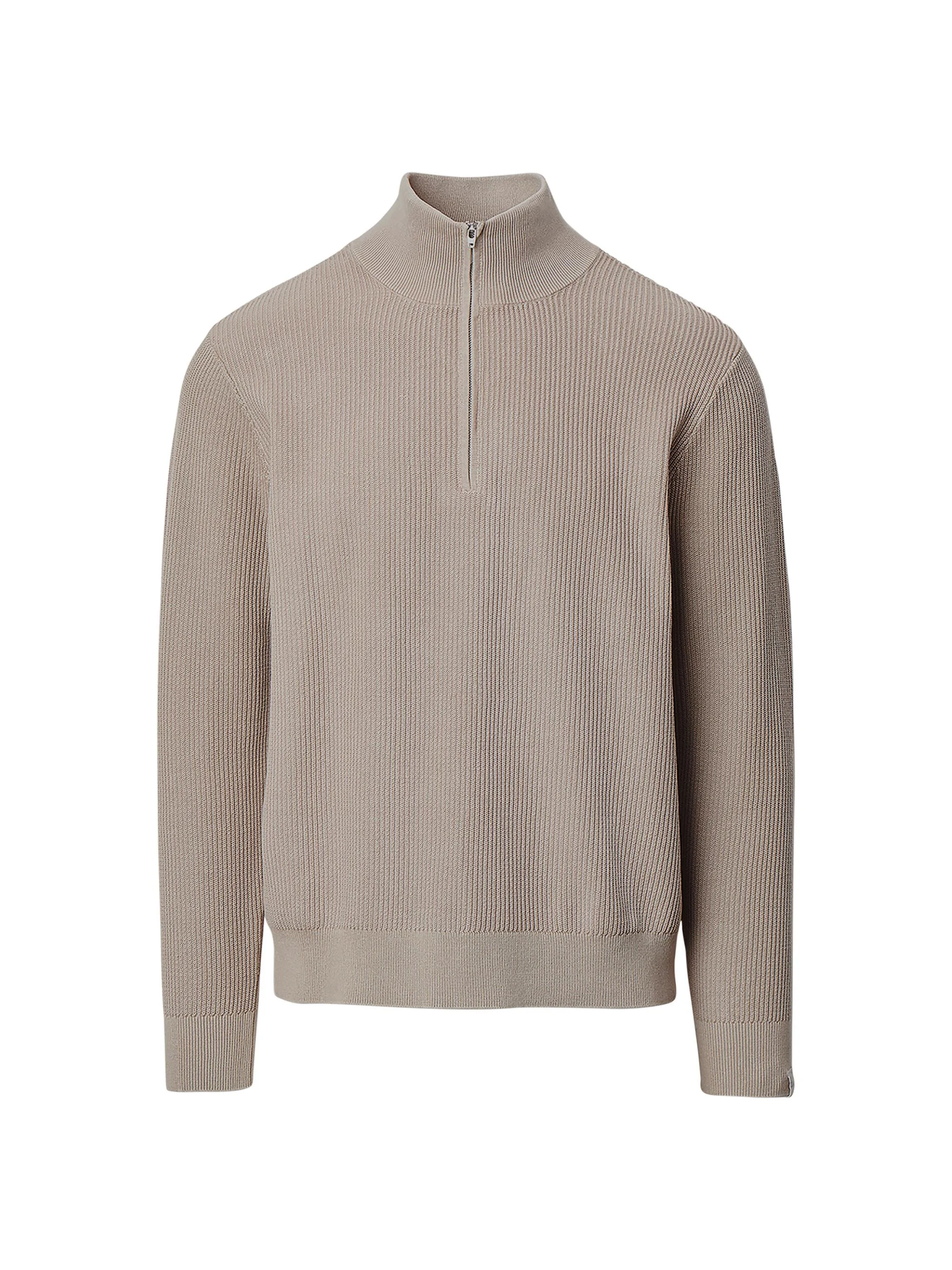 Men's Caden Quarter-Zip Cotton-Blend Sweater - Taupe - 1