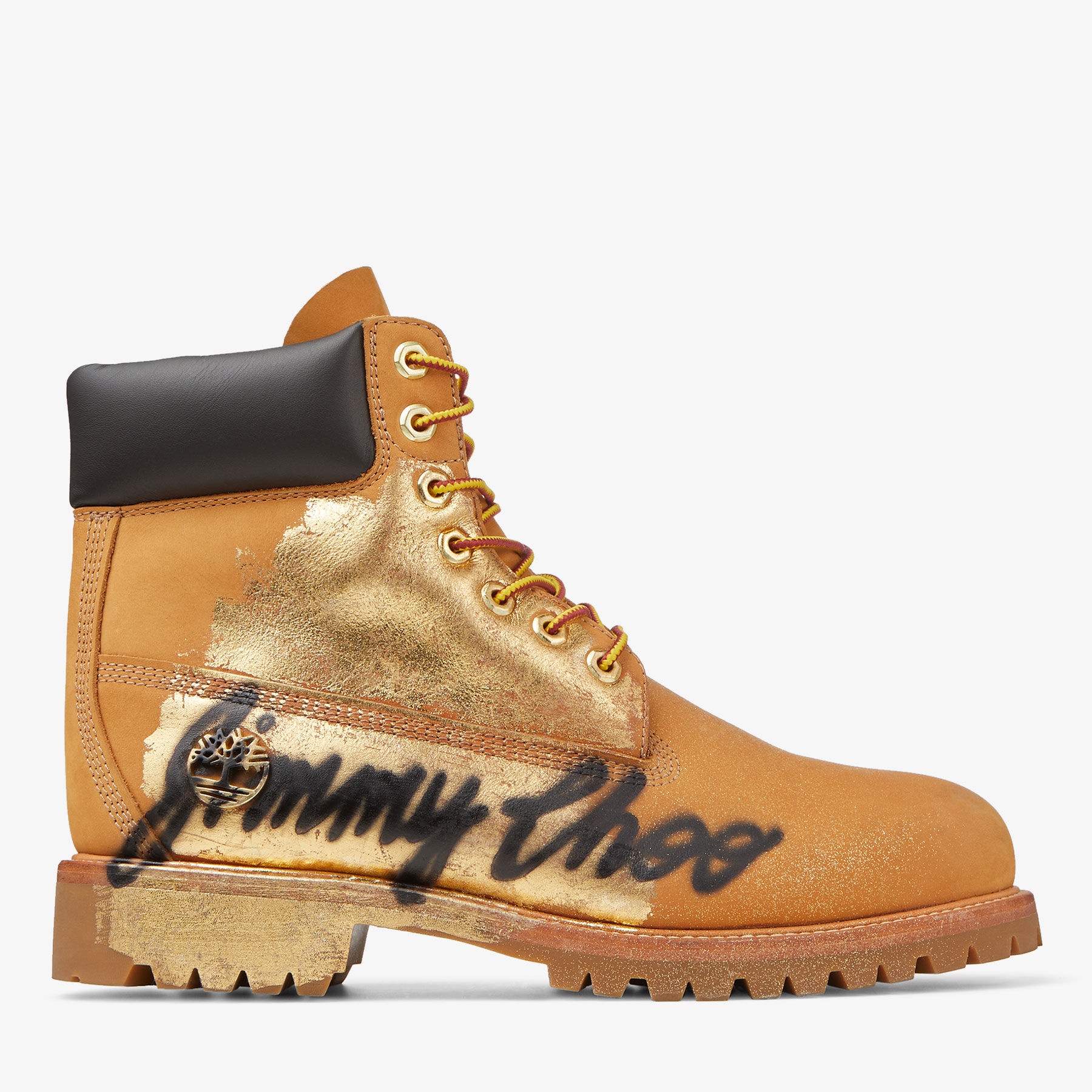 JIMMY CHOO X TIMBERLAND 6 INCH GRAFFITI BOOT
Wheat Timberland Nubuck Ankle Boots with Jimmy Choo Gra - 1