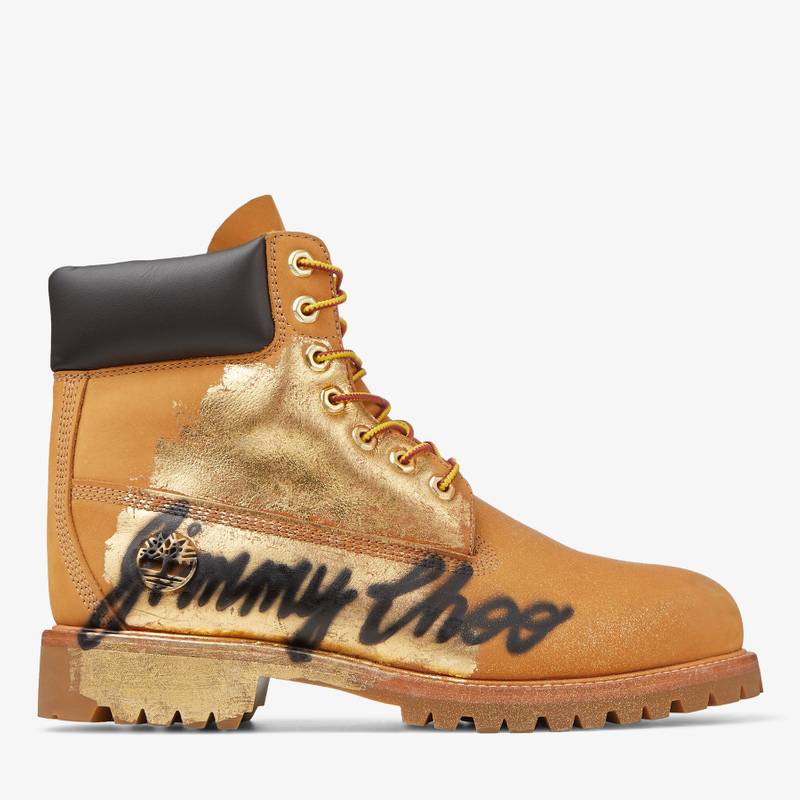 JIMMY CHOO X TIMBERLAND 6 INCH GRAFFITI BOOT
Wheat Timberland Nubuck Ankle Boots with Jimmy Choo Gra 1