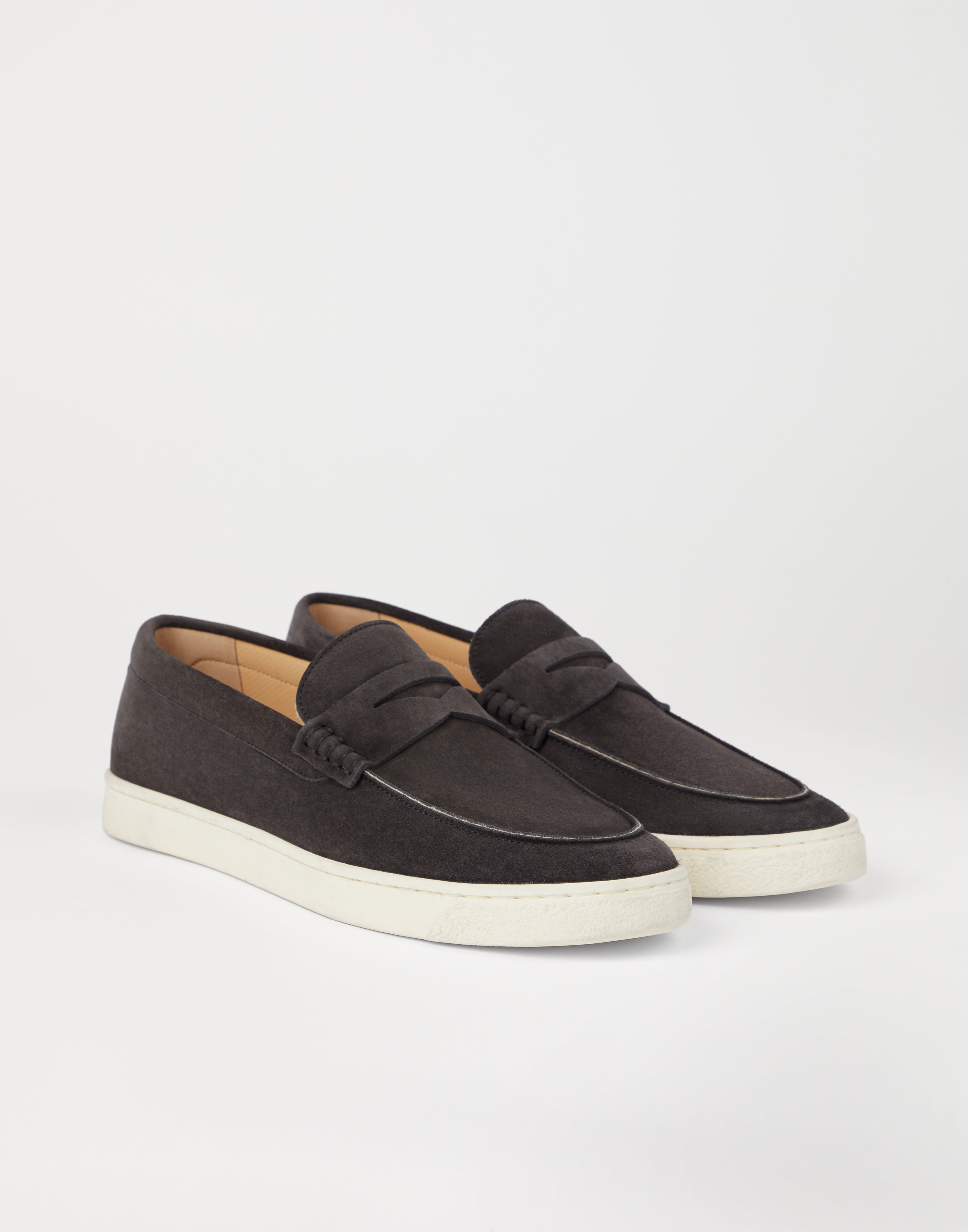 Suede loafer sneakers with natural rubber sole - 1