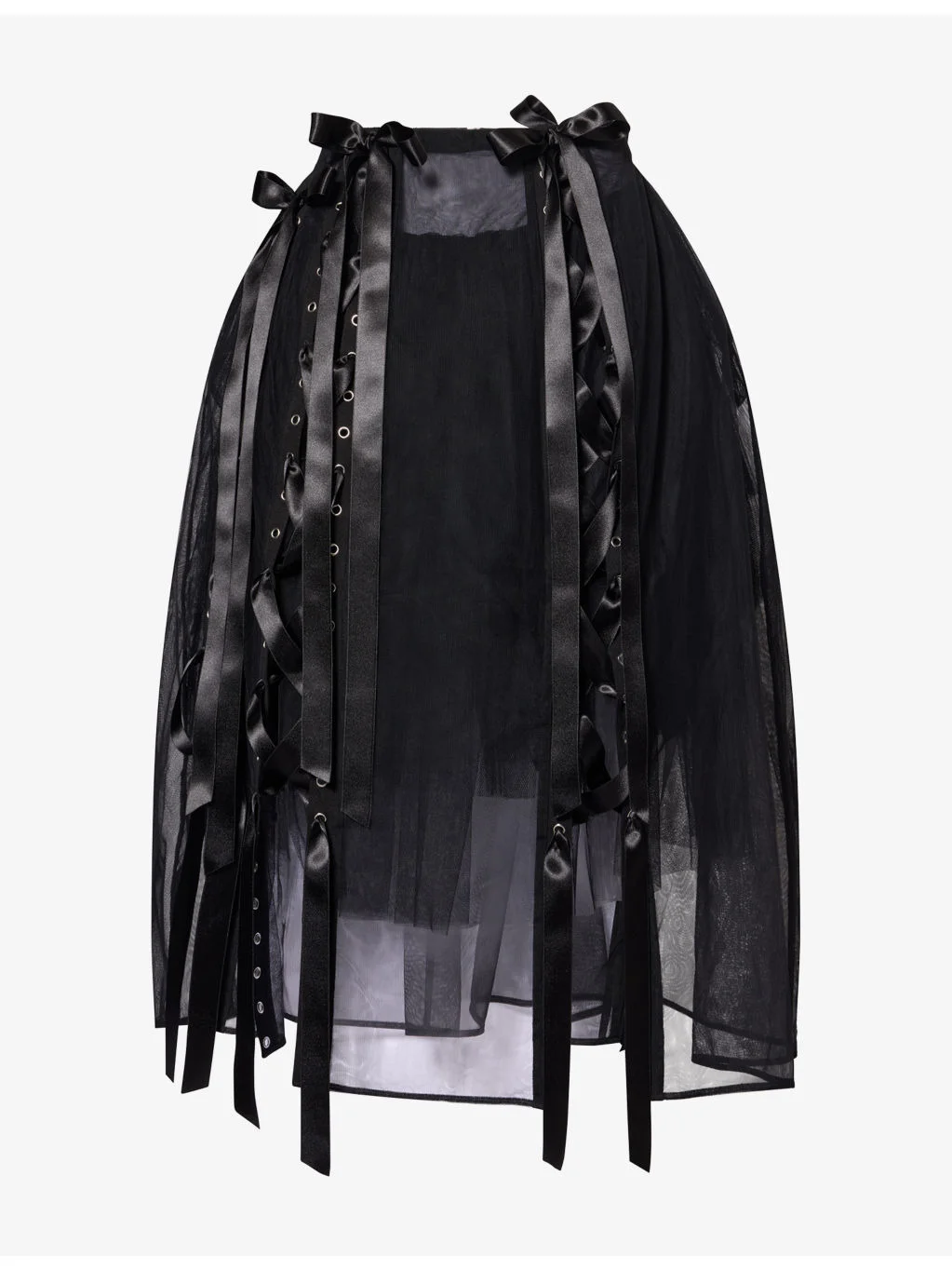 Unraveling Ribbon Tulle Midi Skirt - 1