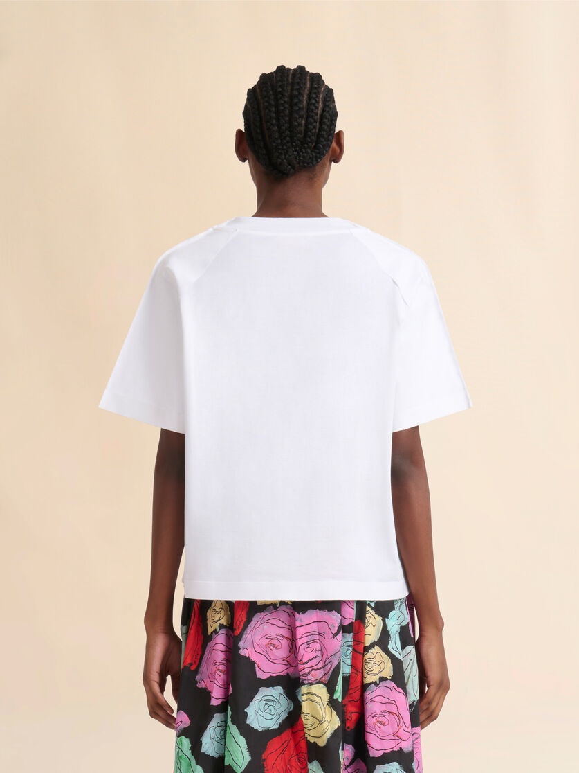 WHITE COTTON SHORT-SLEEVE SWEATSHIRT WITH TRUNKAROO DETAIL - 3