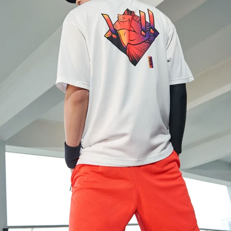 Air Jordan Dri-FIT Zion Basketball Sports Printing Knit Round Neck Short Sleeve White DH0593-100 - 4