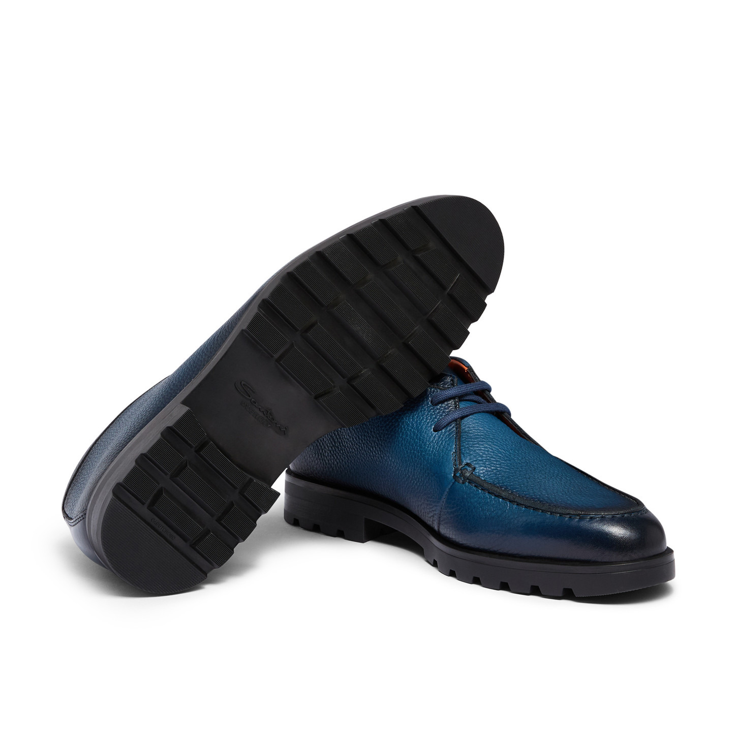 Men's blue tumbled leather desert boot - 3
