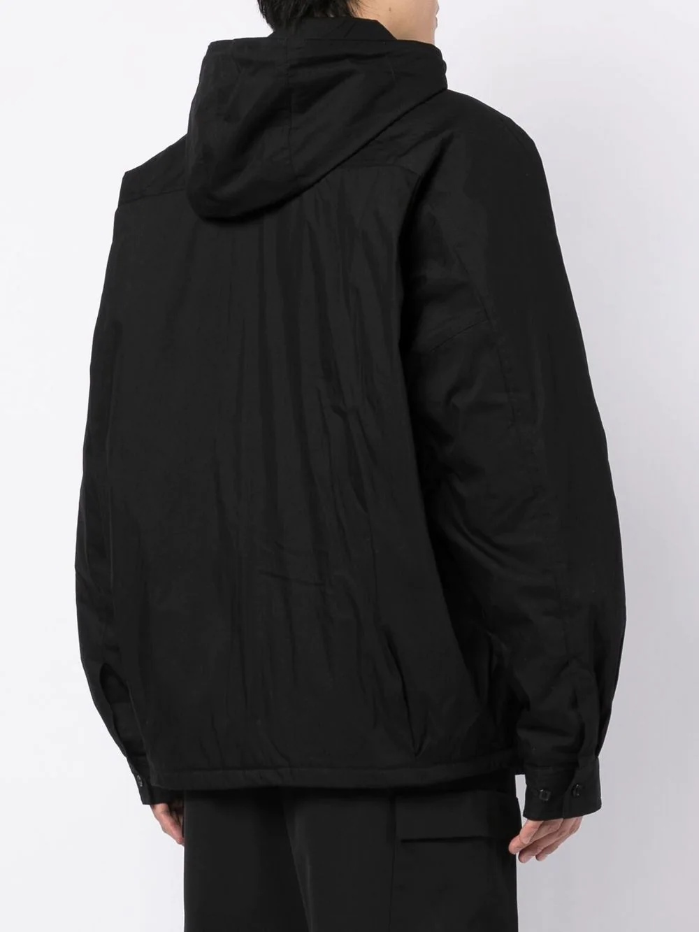 drawstring-hooded zipped-up jacket - 4