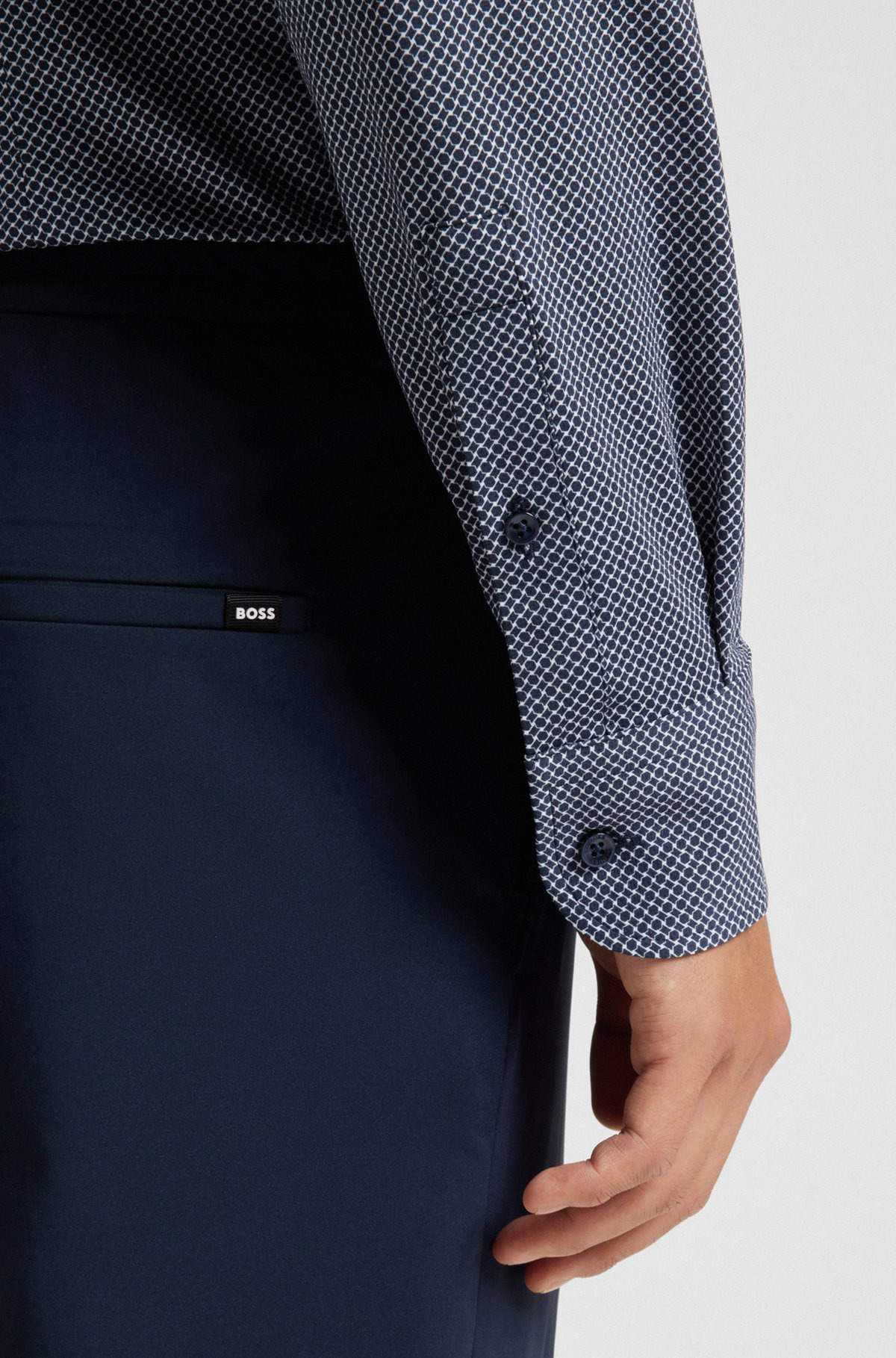 SLIM-FIT SHIRT IN PRINTED ITALIAN-MADE PERFORMANCE-STRETCH JERSEY - 6
