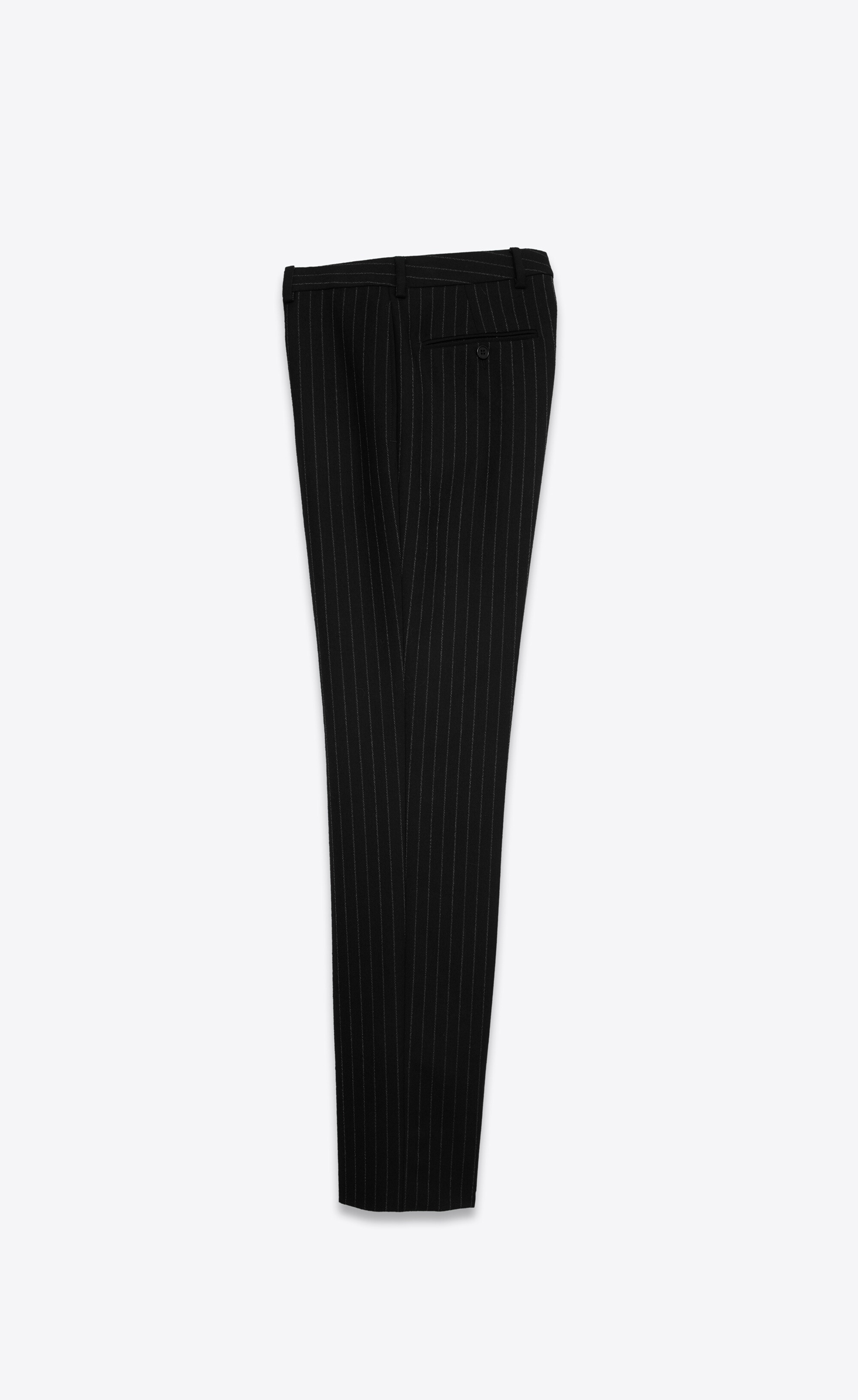 tailored pants in rive gauche striped wool flannel - 2