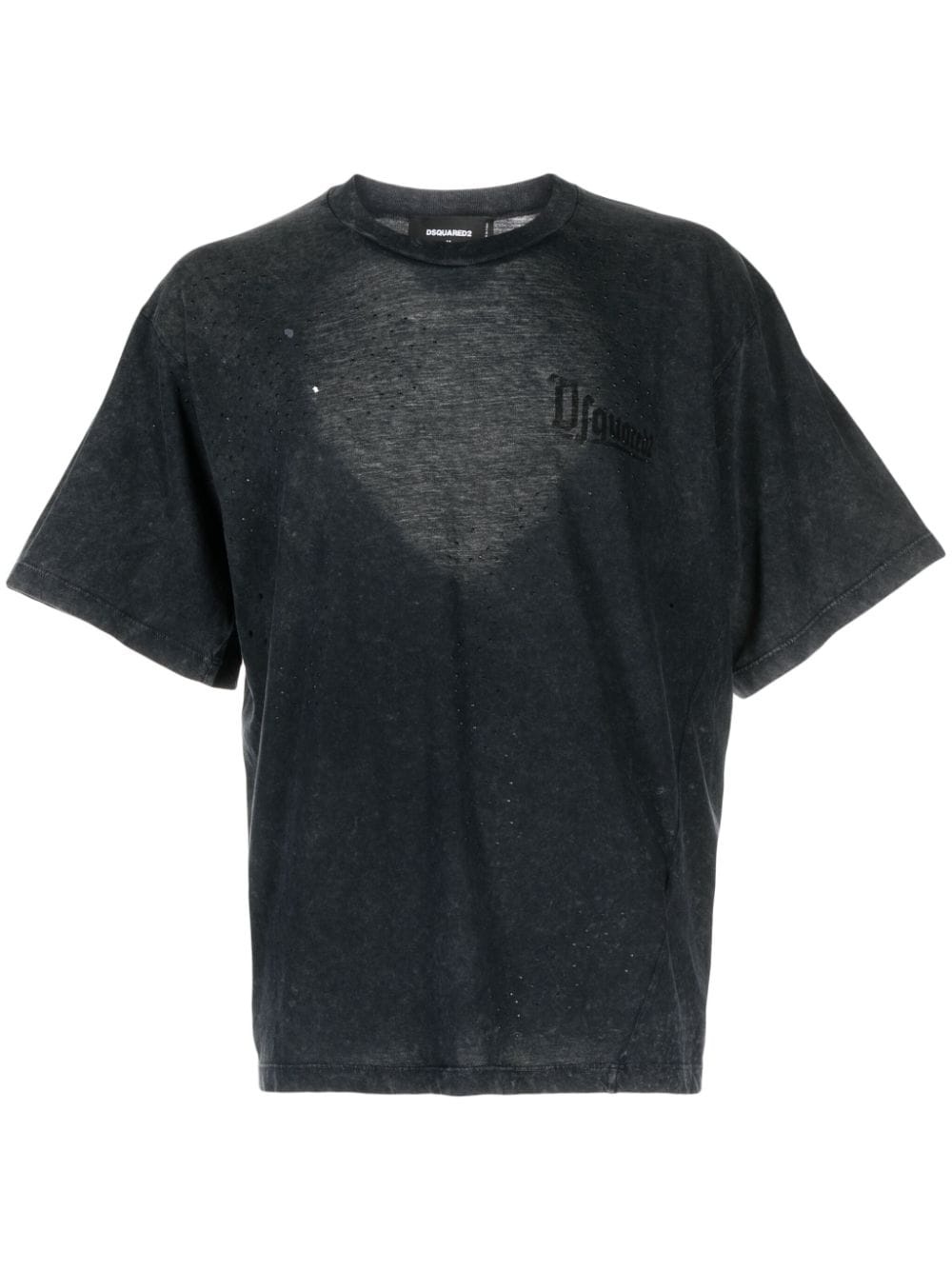 distressed-effect cotton T-shirt - 1