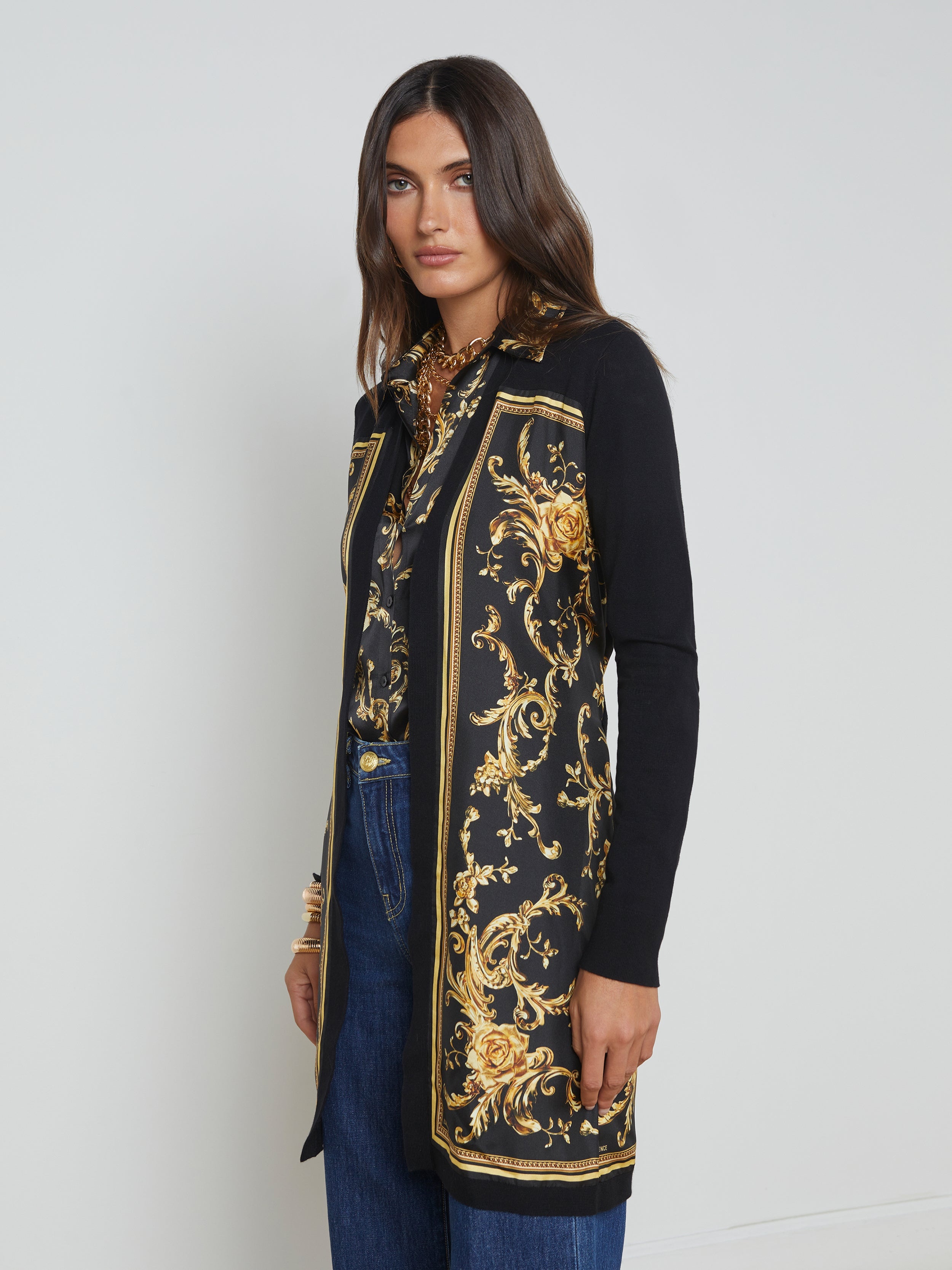 Beverly Silk Panel Cardigan - 3