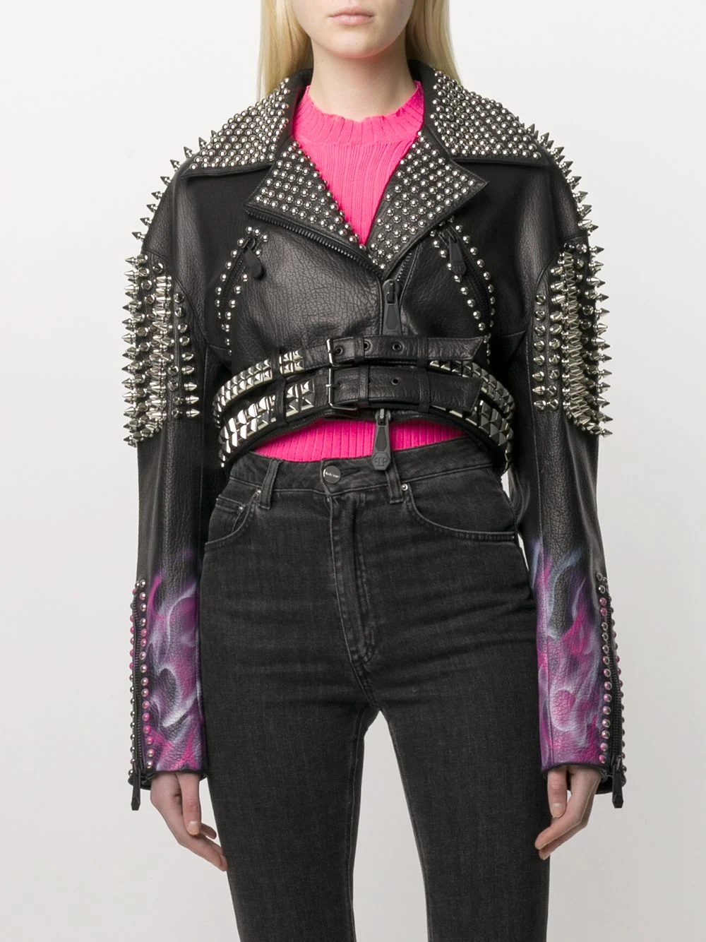 studded biker jacket - 2