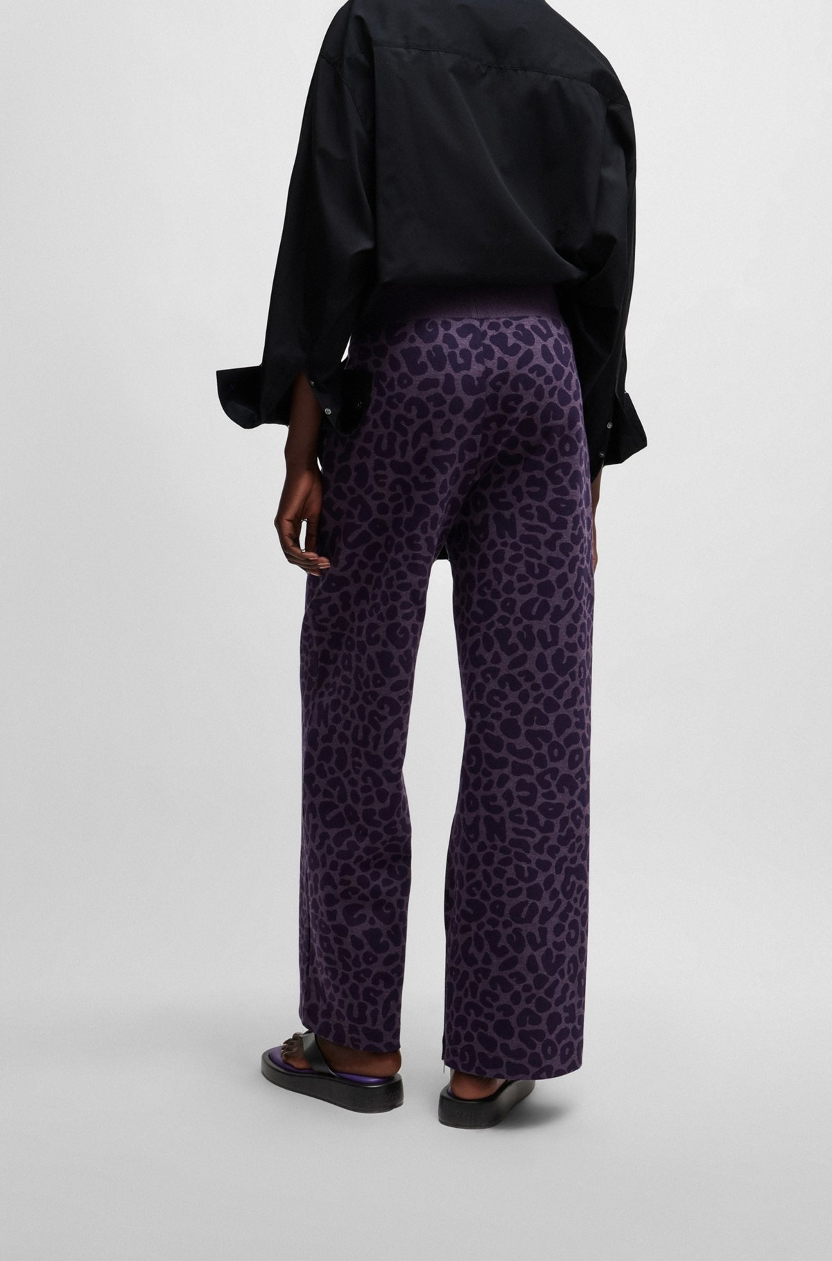 NAOMI X BOSS TRACKSUIT BOTTOMS WITH LEOPARD PRINT - 4