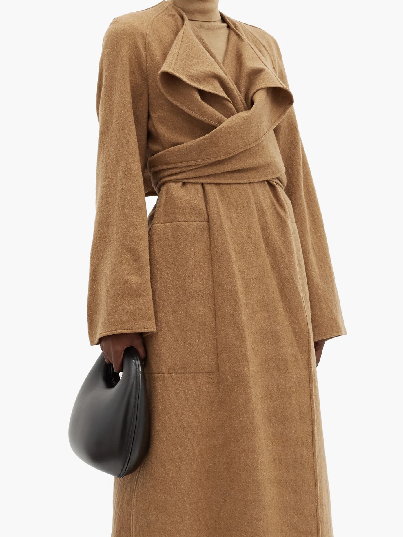 Draped wrap-front wool coat - 6