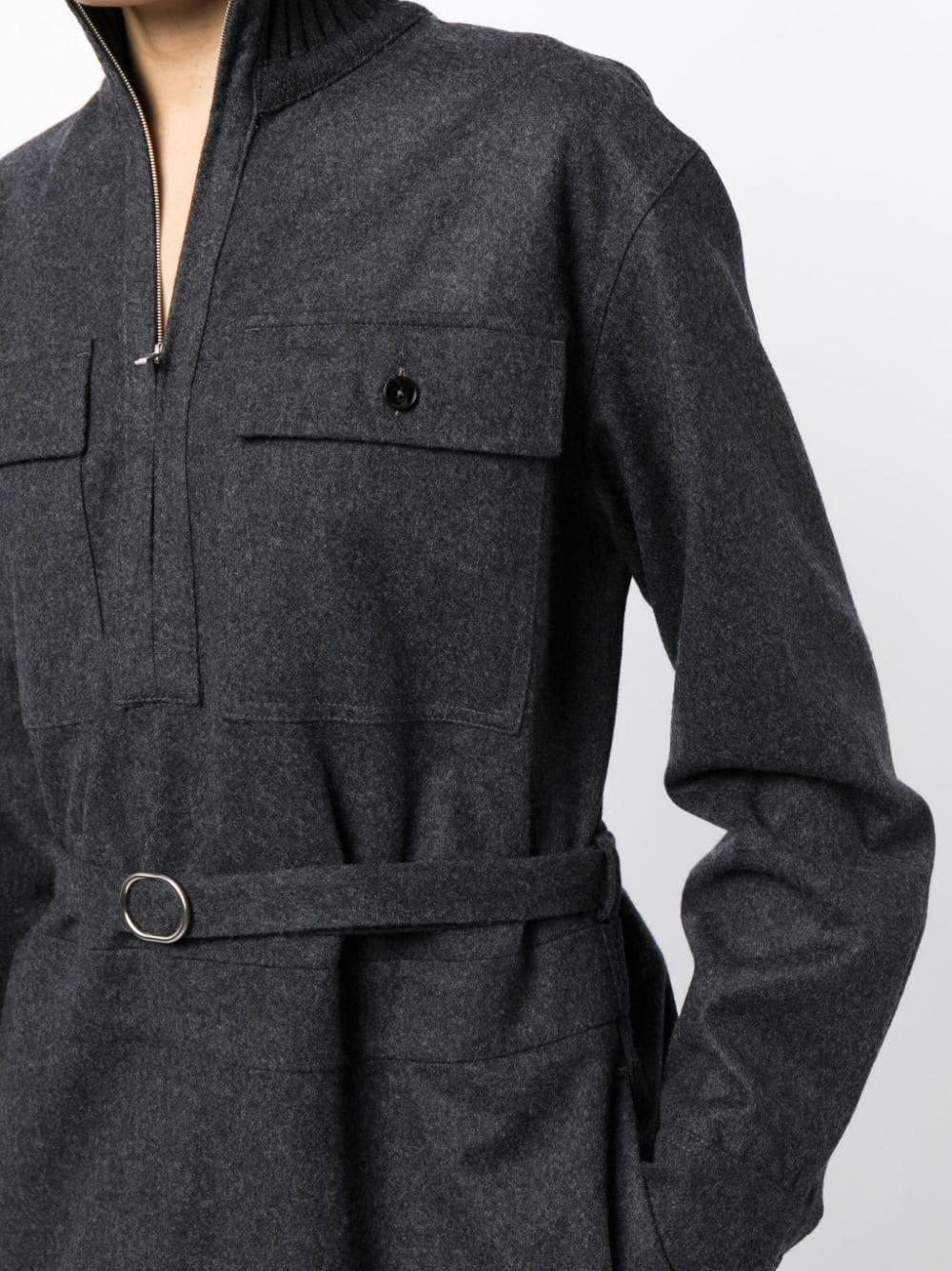 long-sleeve belted midi shirtdress - 5