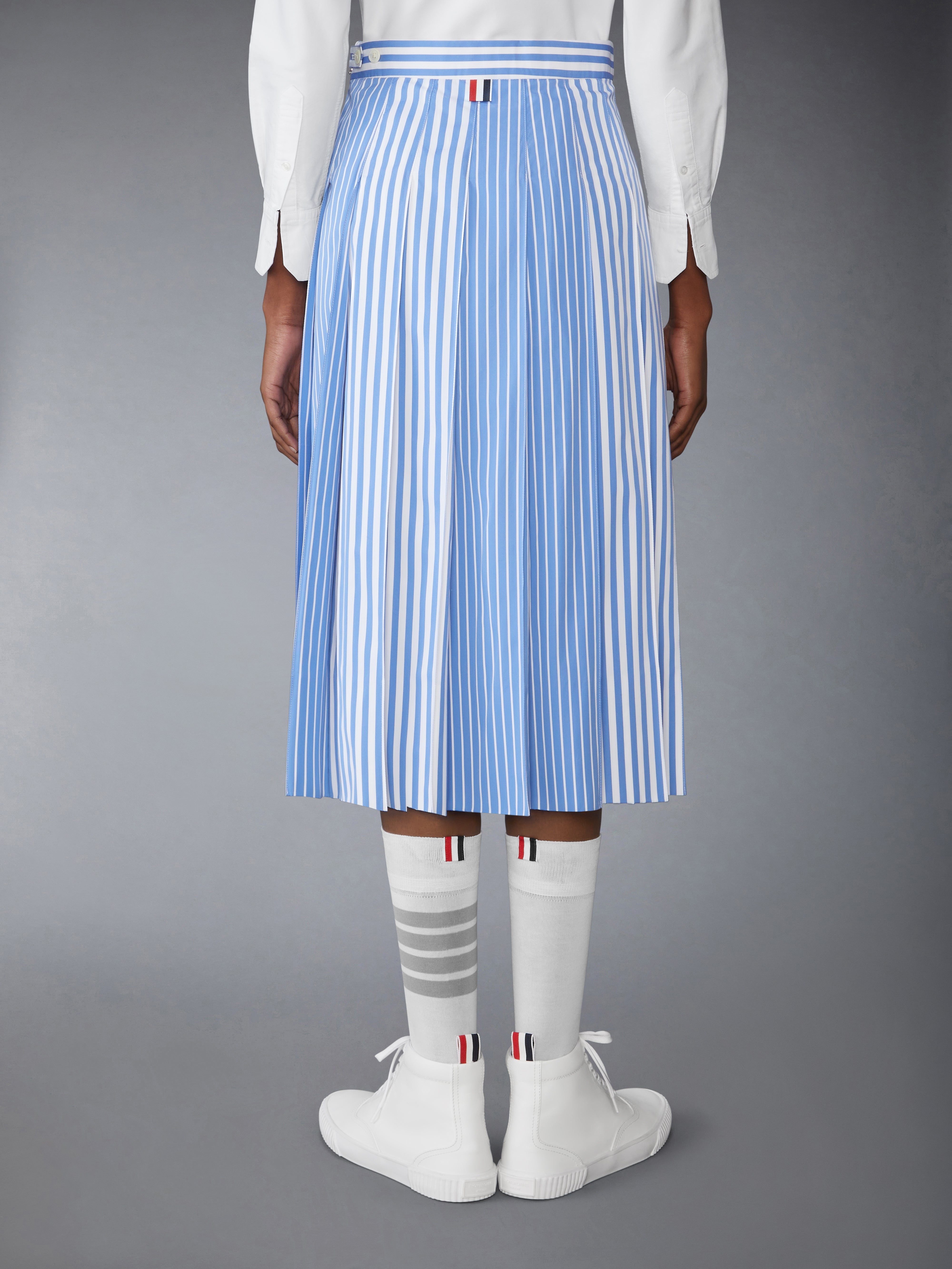 AWNING STRIPED POPLIN FUNMIX PLEATED SKIRT - 4