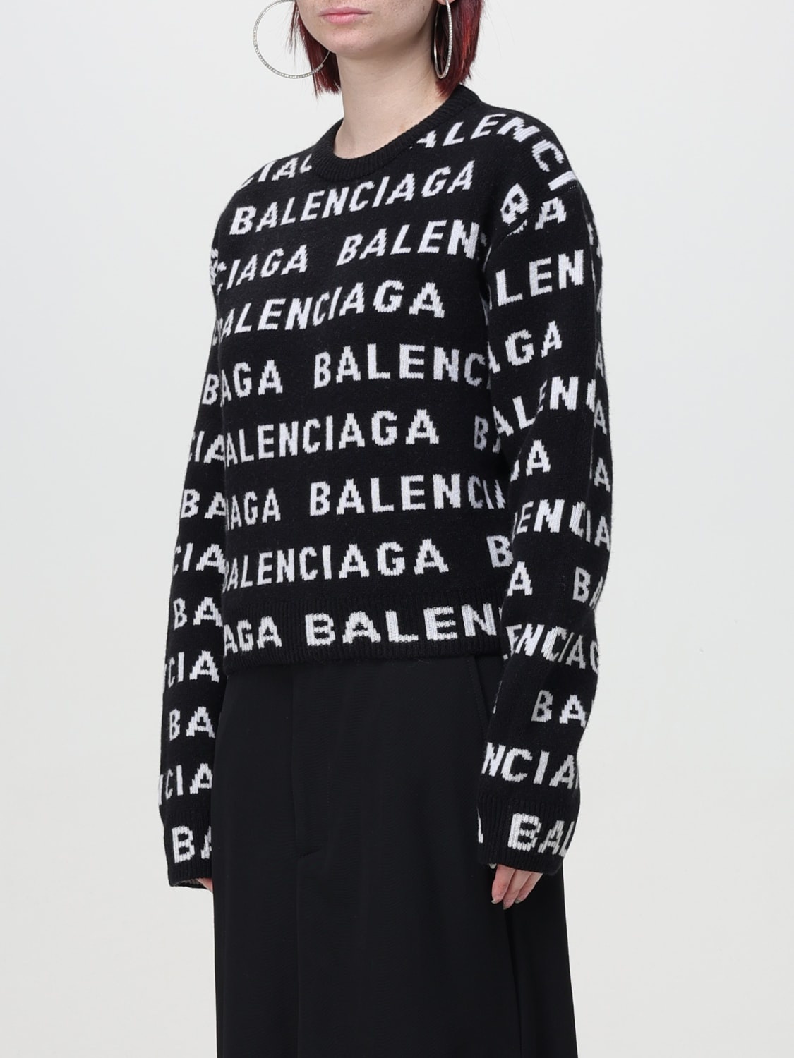 Balenciaga sweater in wool blend with all-over logo - 4