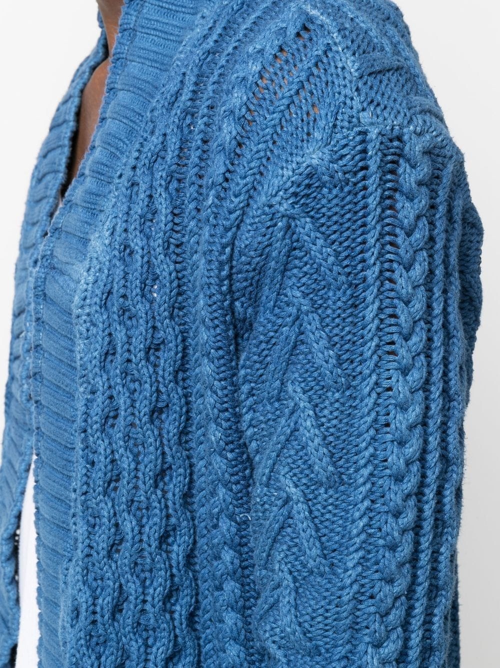 distressed cable-knit cardigan - 5