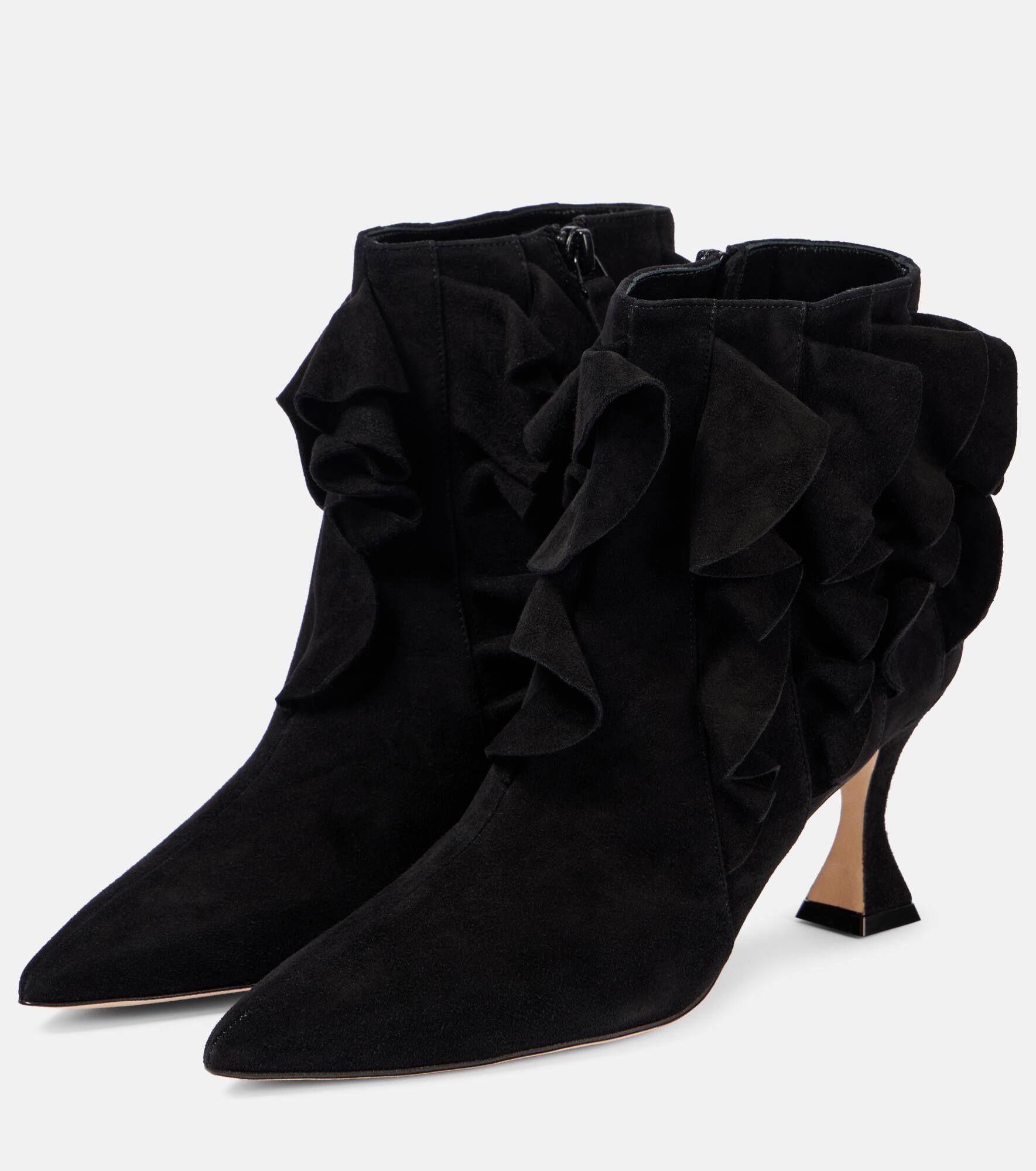 Pompa ruffled suede ankle boots - 4