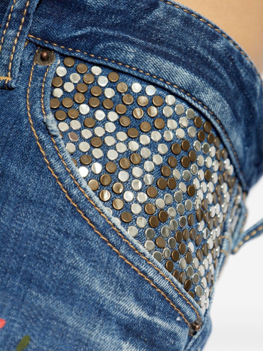 distressed straight jeans - 4