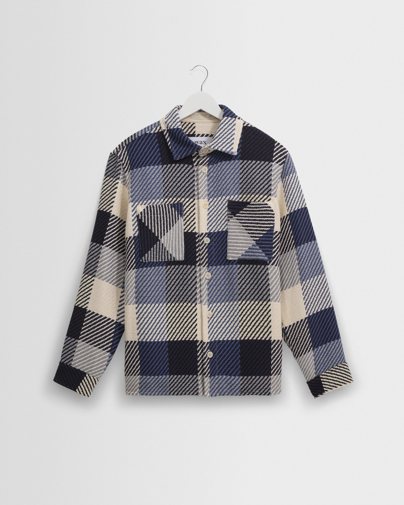 Whiting - Navy And Ecru Block Check Overshirt 1