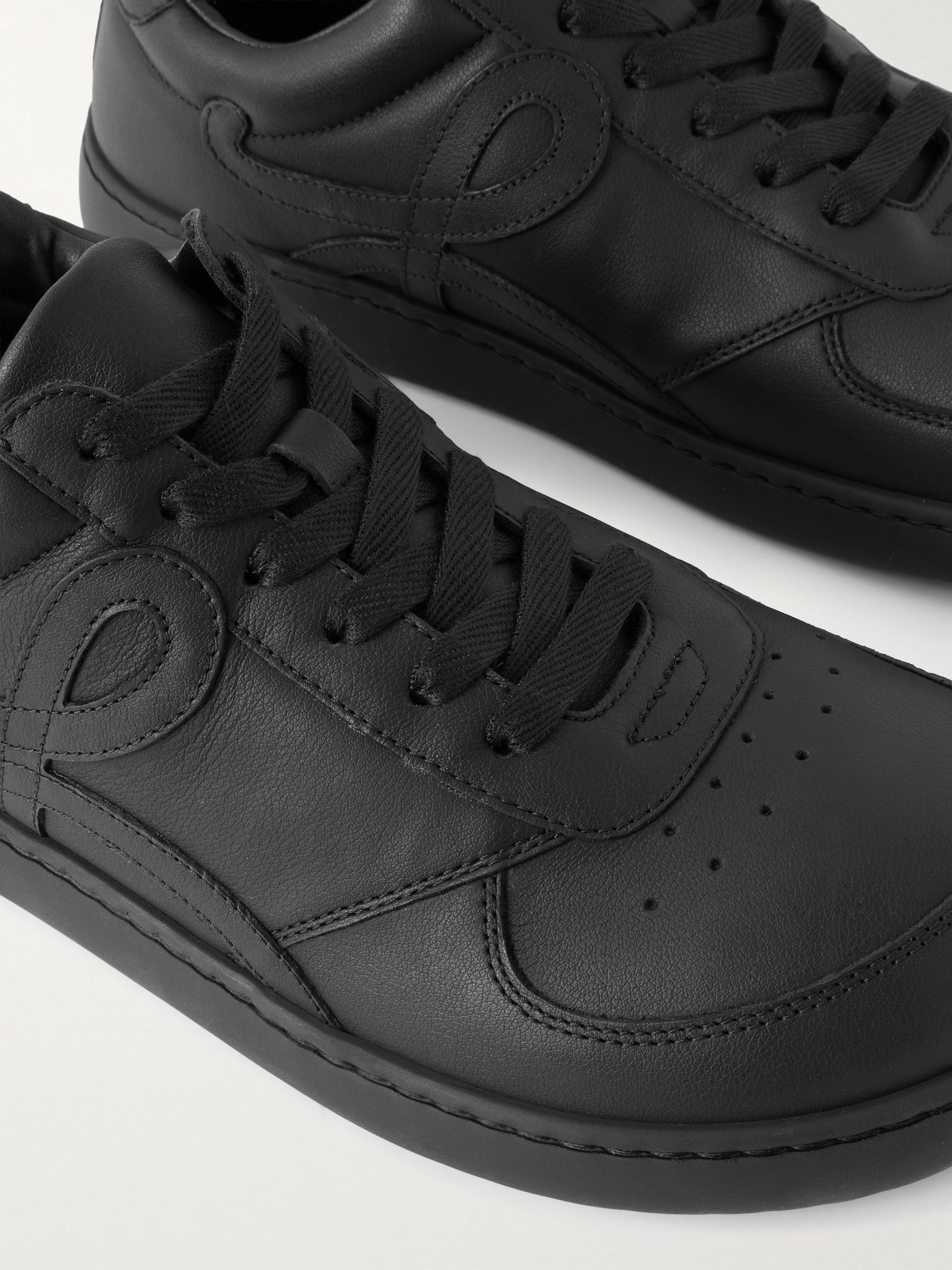 Jambo Logo-Appliquéd Leather Sneakers Black - 5
