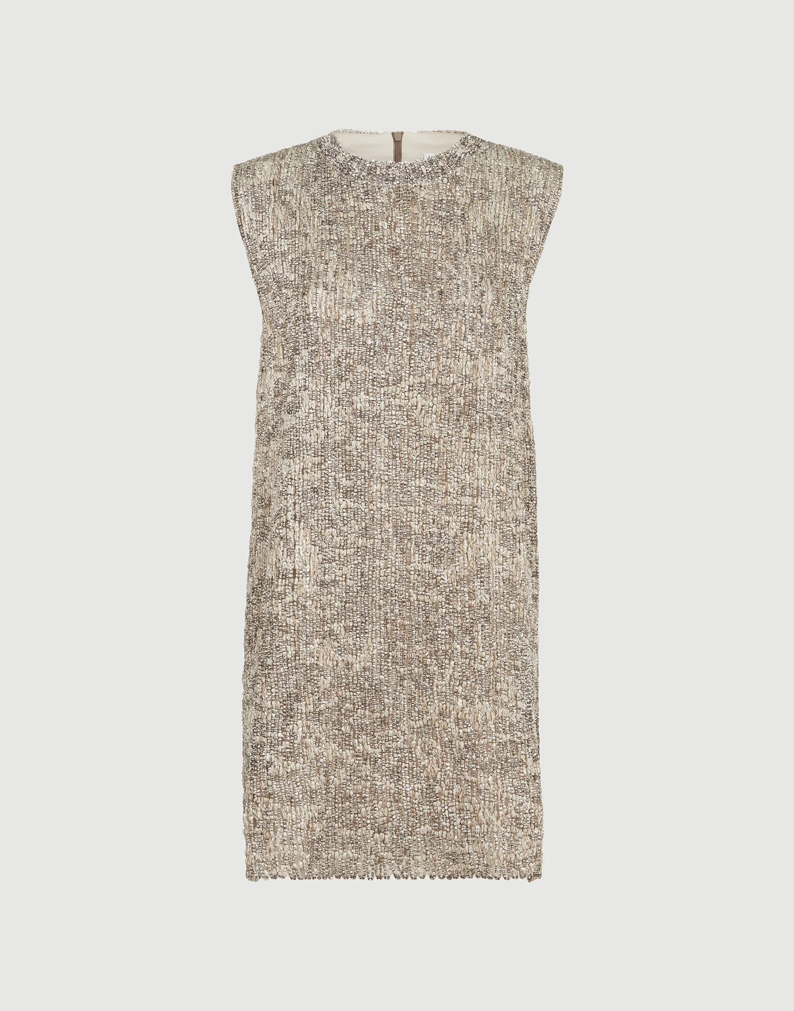 Dazzling craquelé embroidery dress in mohair and wool - 1