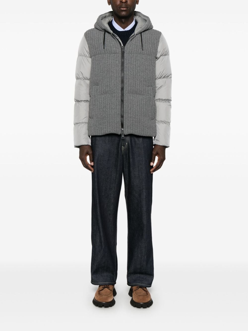 knit-panels puffer jacket - 2