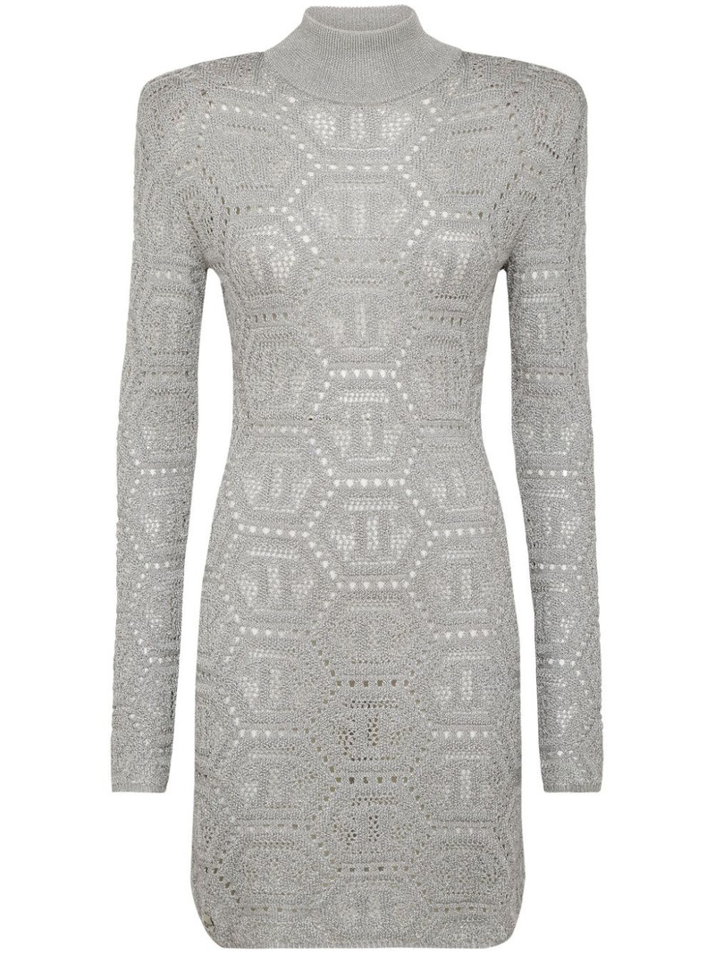 monogram-pattern crochet-knit minidress 1