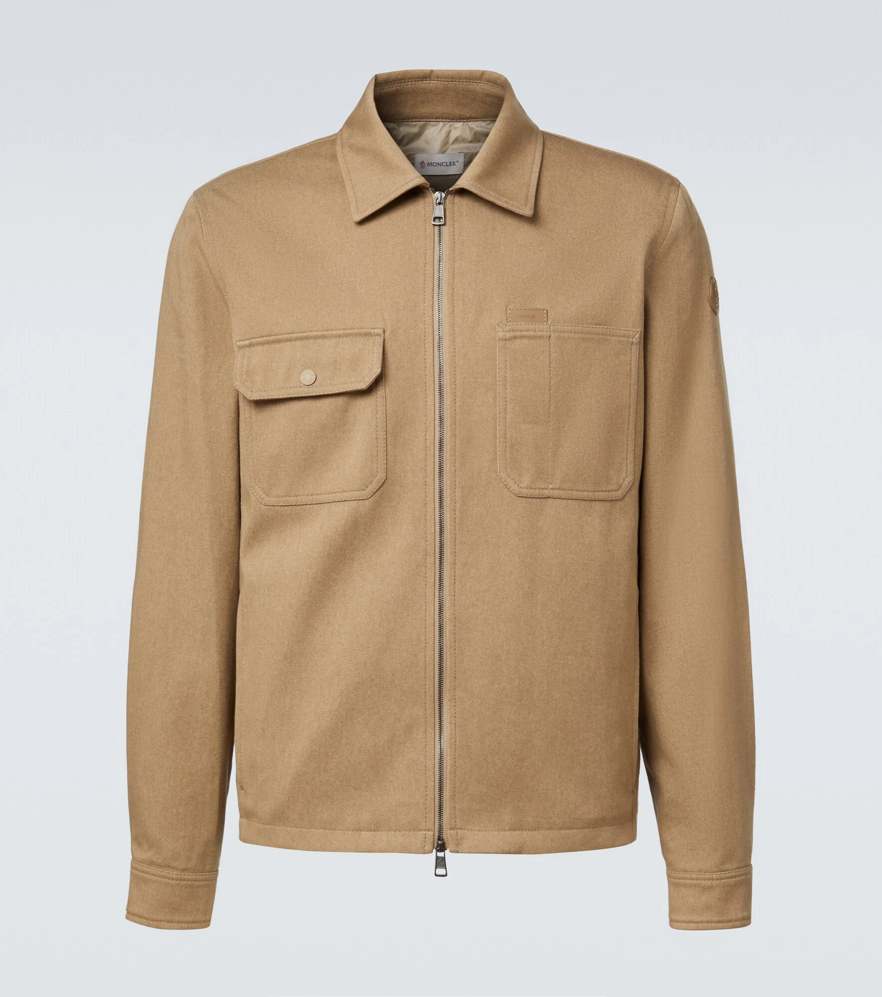 Leather-trimmed cotton jacket - 1
