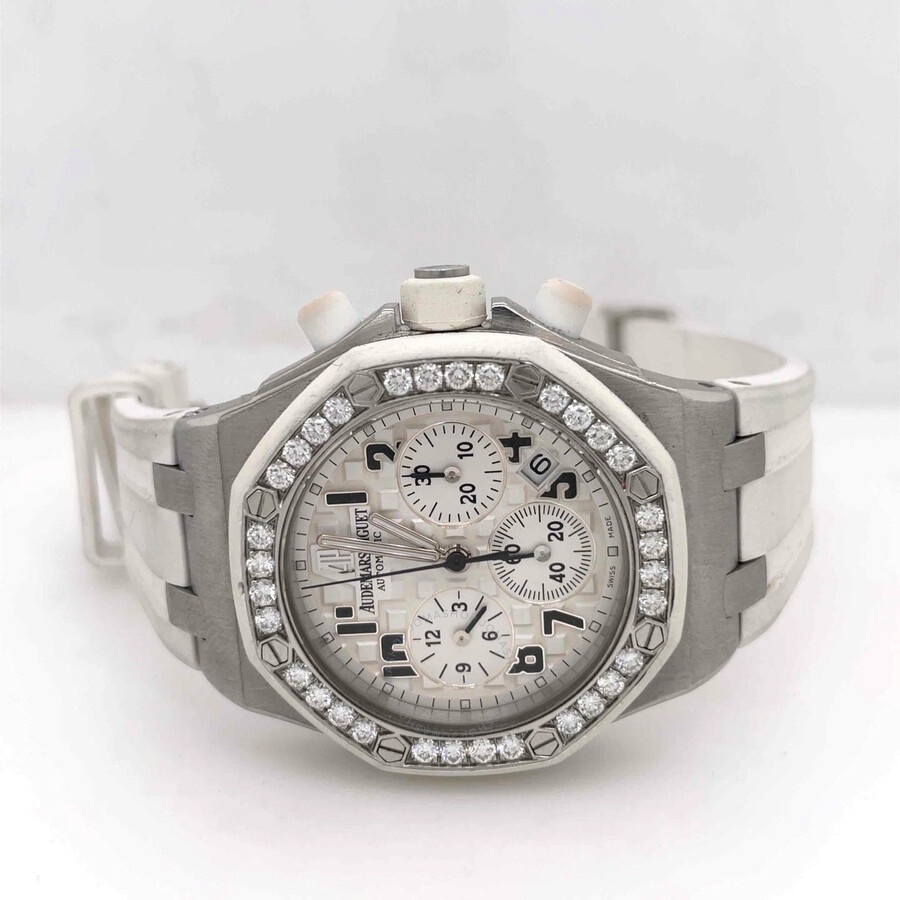 Pre-owned Audemars Piguet Royal Oak Offshore Chronograph Diamond Silver Dial Men's Watch 26048SK.ZZ. - 5