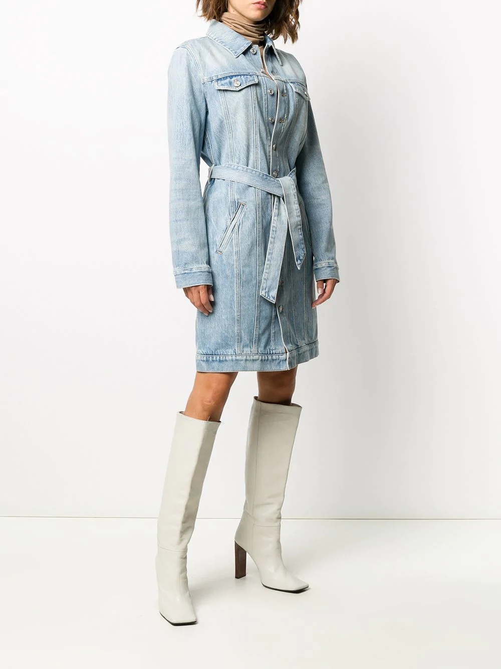 belted denim dress - 3